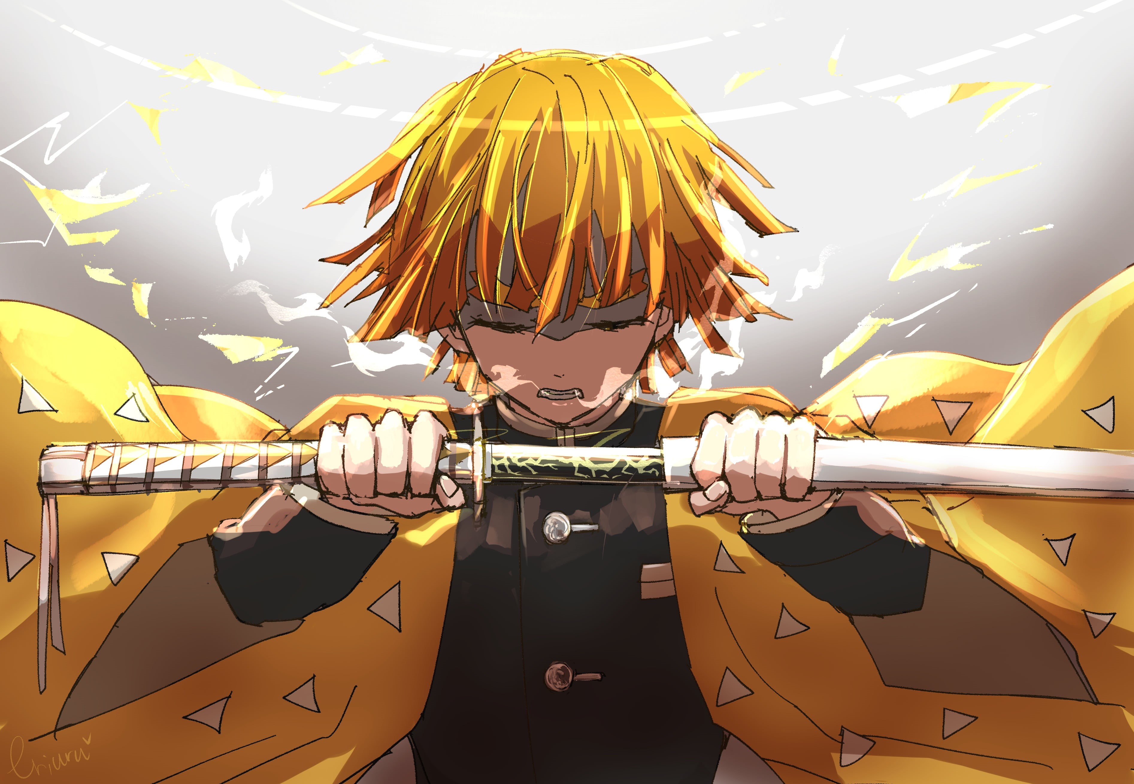 Zenitsu Agatsuma, 2K, Anime, Demon Slayer: Kimetsu no Yaiba, HD Wallpaper