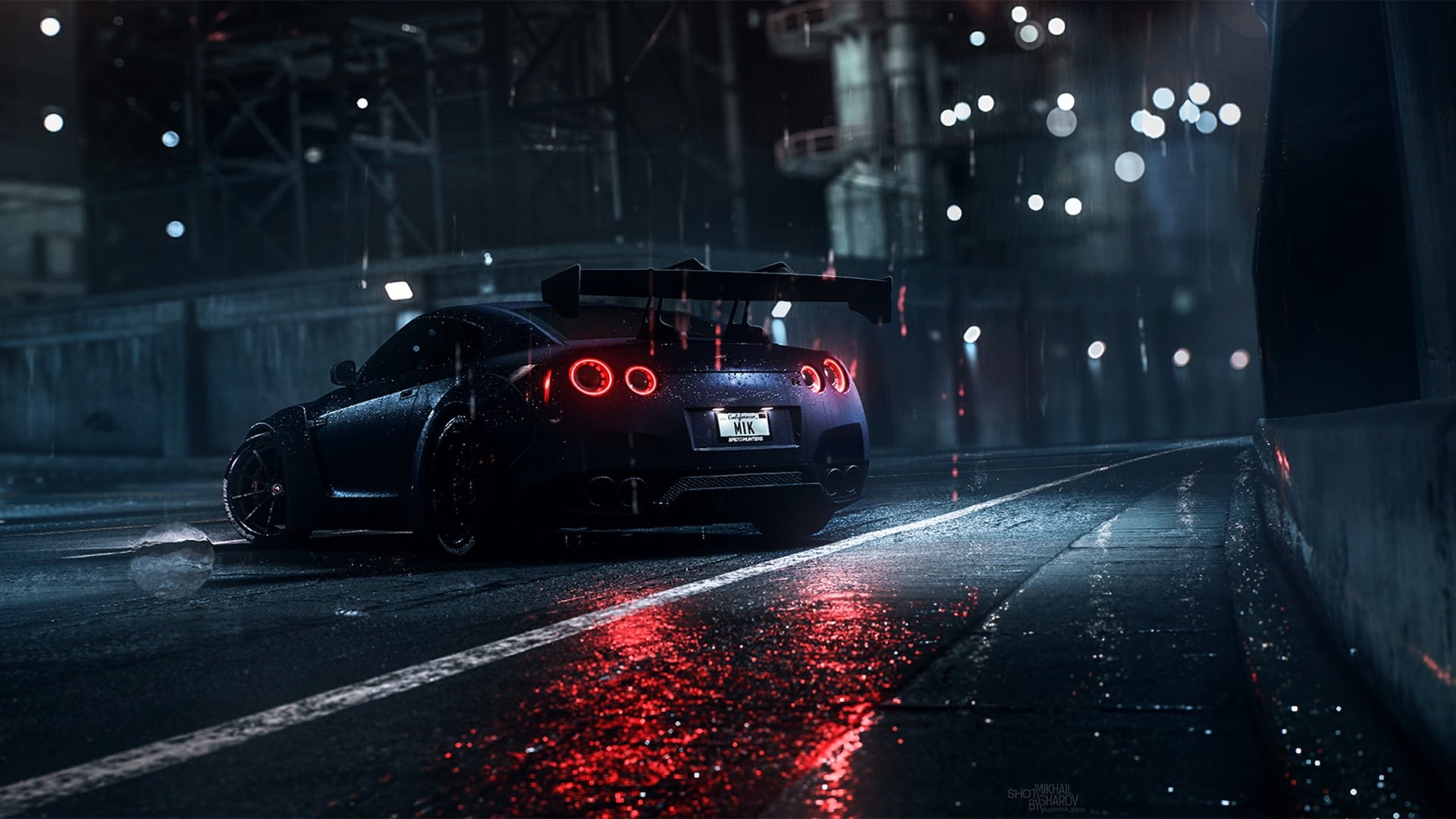 Transport and Vehicles, Rain, Nissan GT-R, Game Art, Mikhail Sharov, Auto, by Mikhail Sharov, Daredevil, Nissan, 1080P, Machine, GT-R, Need for Speed, HD Wallpaper