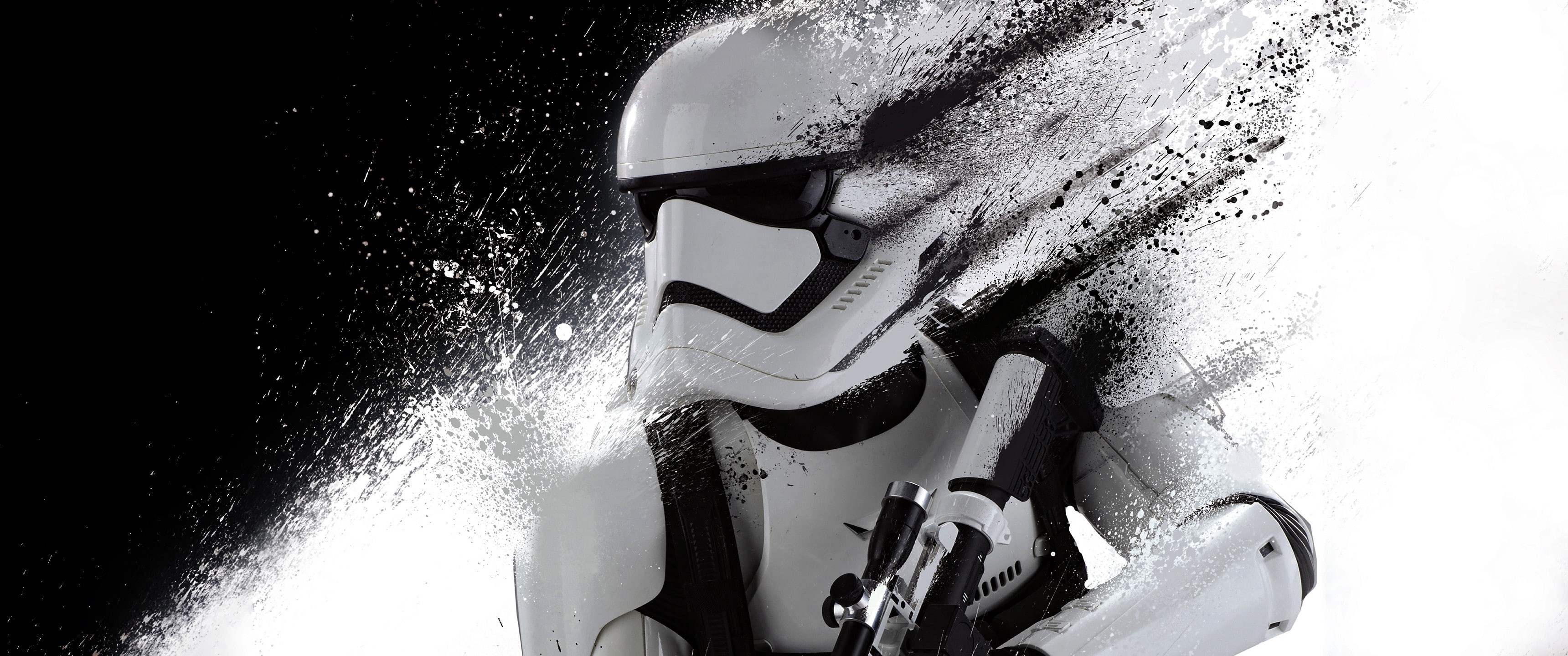 2K, star wars multiple display dual monitors monochrome stormtrooper, HD Wallpaper