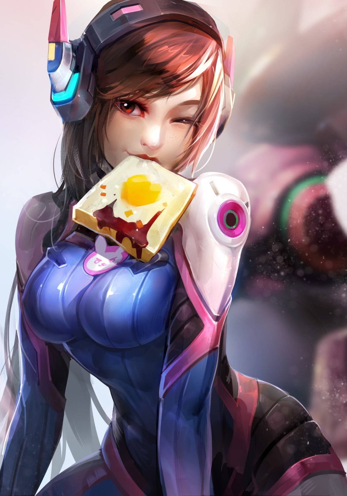 Overwatch, imagination, childhood, manga Style, one Person, vector, toy, paint, D.Va (Overwatch), heroes, superhero, wearing, protection, purple, Phone HD Wallpaper