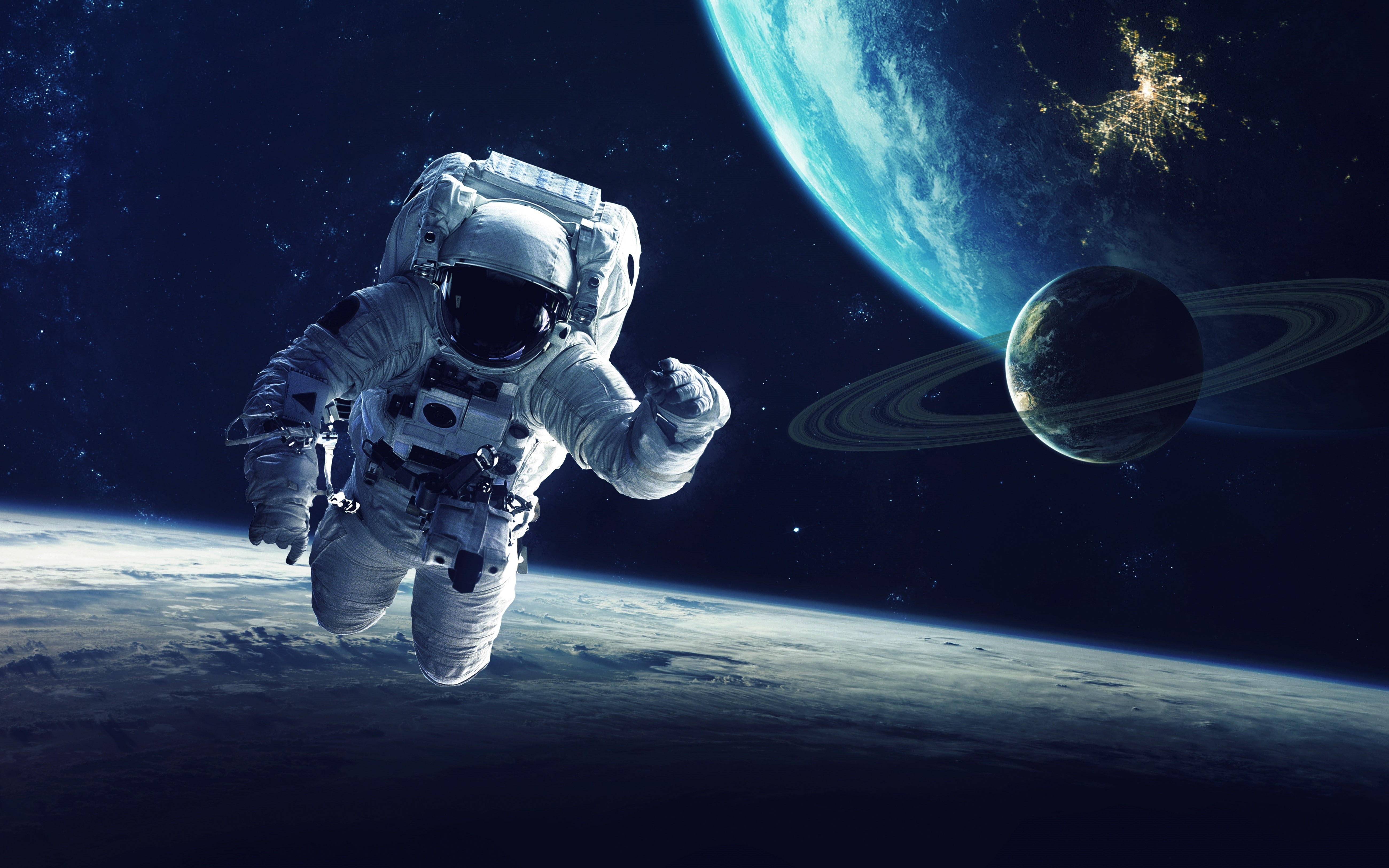 night, nature, space suit, full length, digital composite, planet earth, one person, star - space, space, discovery, orbiting, adventure, astronaut, HD Wallpaper