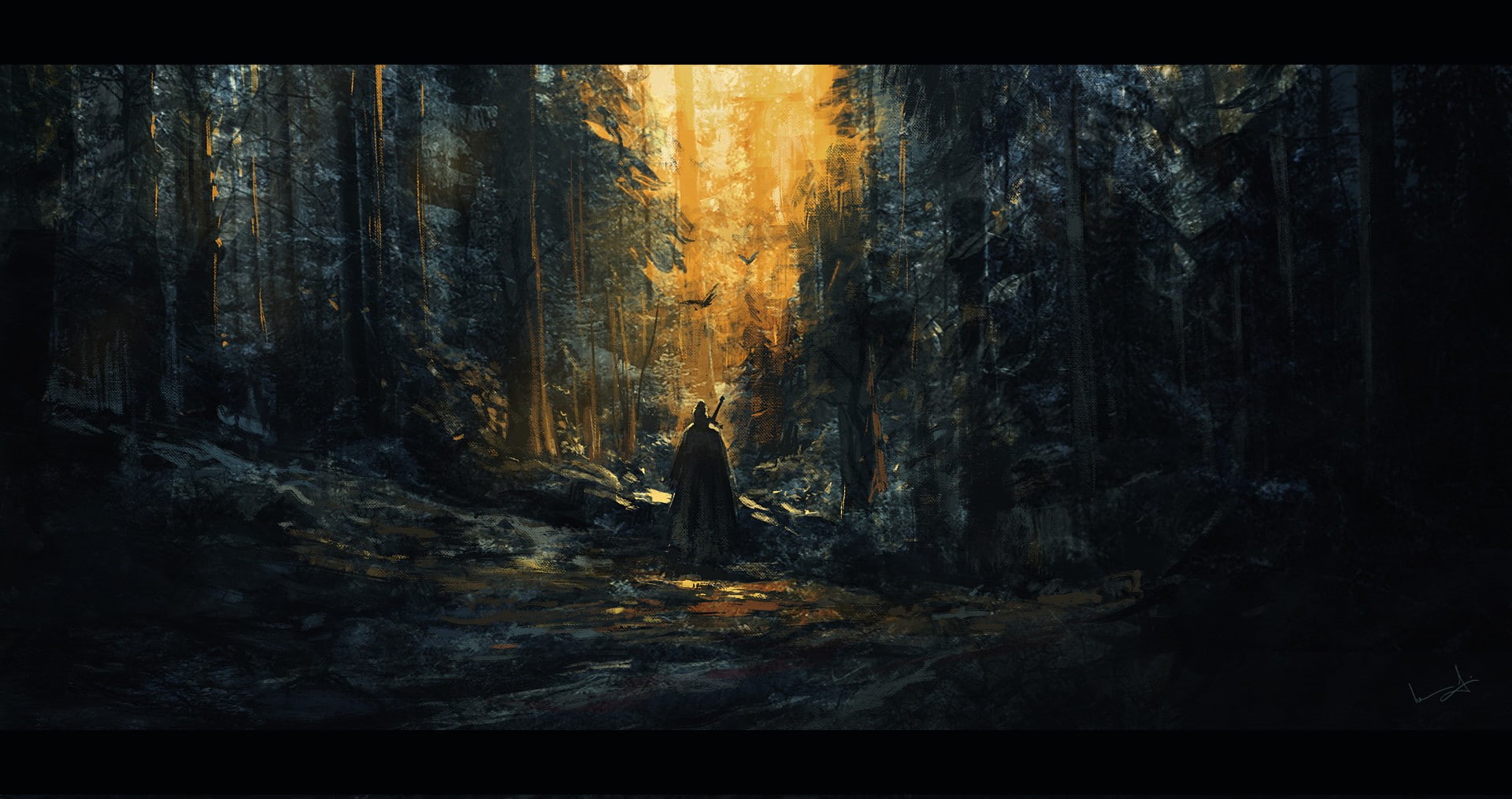 artwork, concept art, digital, 1080P, wizard, forest, fantasy art, Gandalf, The Lord of the Rings, HD Wallpaper
