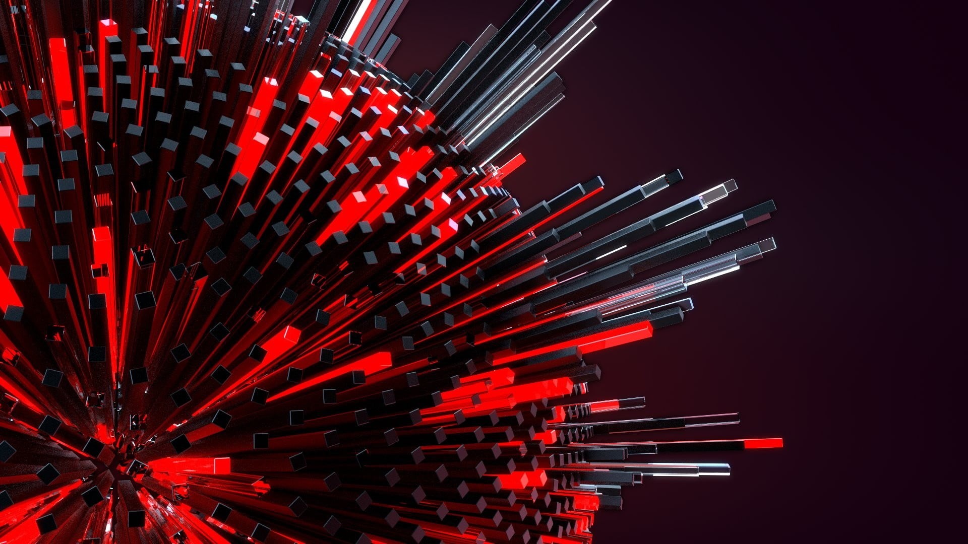 red, no people, illuminated, firework, black background, light - natural phenomenon, 3D, round, firework display, indoors, blurred motion, digital art, HD Wallpaper