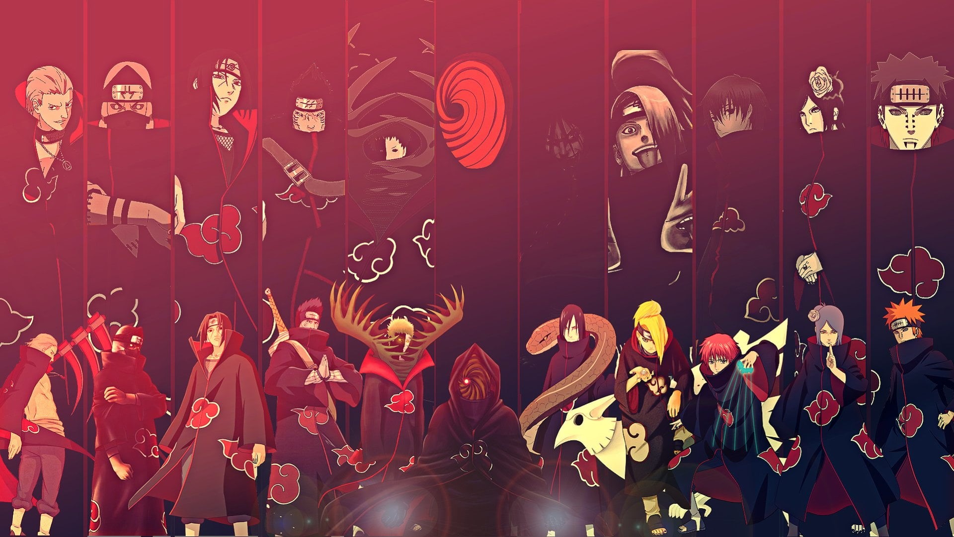 backgrounds, Kakuzu (Naruto), performance, fun, Anime, Itachi Uchiha, cultures, red, dancing, Hidan (Naruto), event, people, Orochimaru (Naruto), night, HD Wallpaper