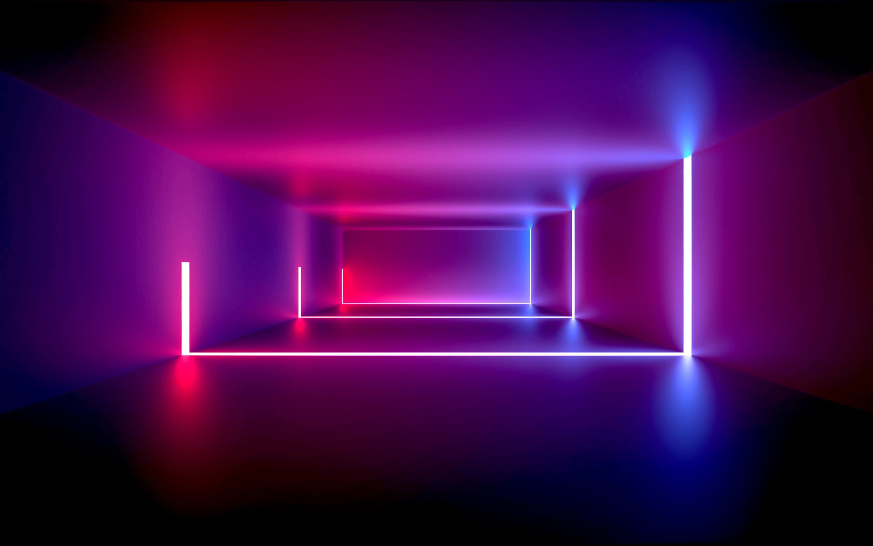 abstract, neon, design, light, room, 2K, background, HD Wallpaper