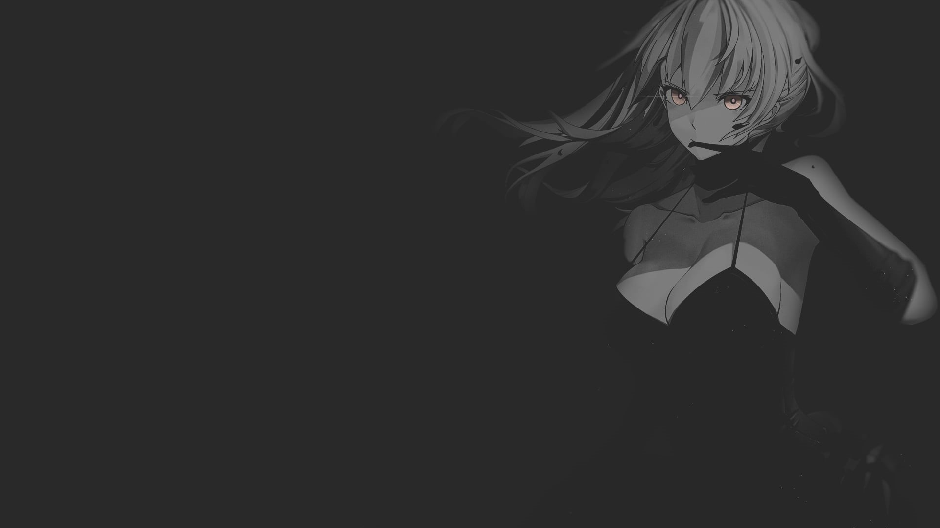 one person, fantasy art, dark, obscured face, texture, minimalism, anime, dark background, kawai anime, 1080P, black armor, Fate Series, stay, studio shot, HD Wallpaper