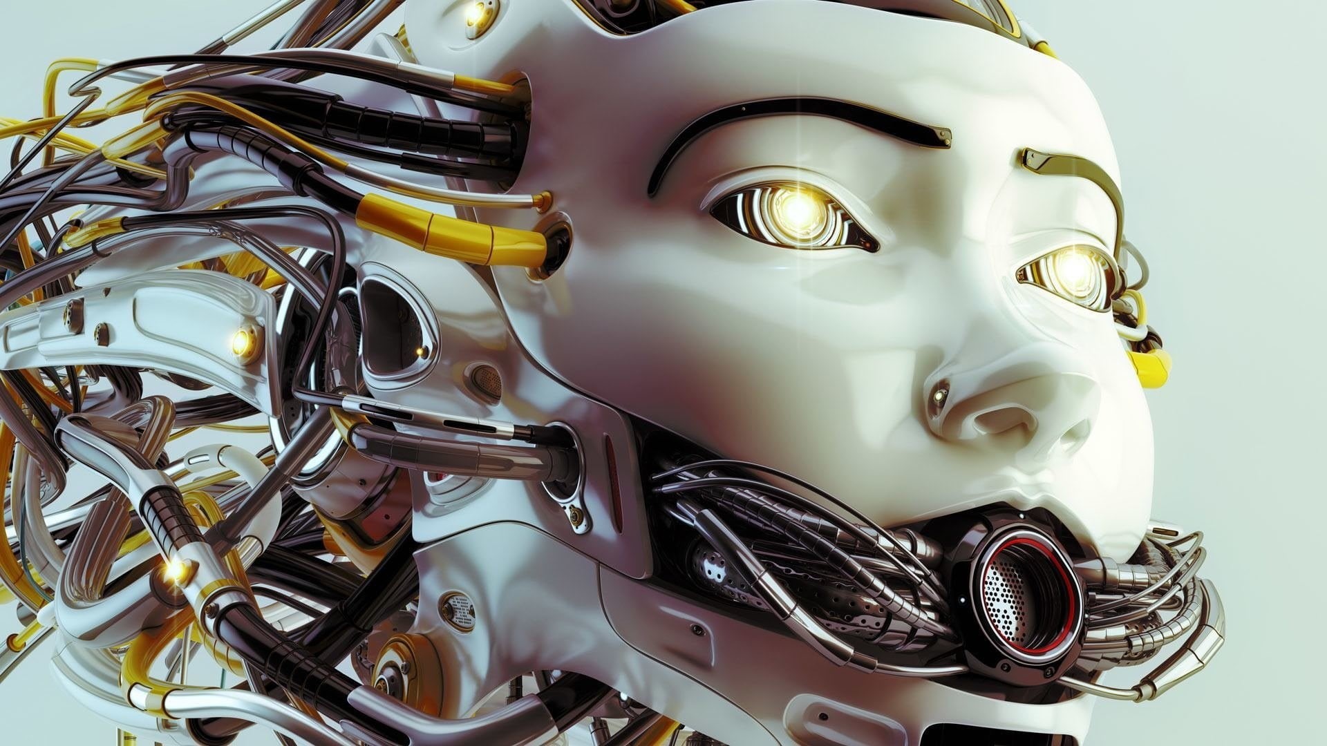 robot, still life, metal, science fiction, white, no people, artwork, digital art, animal representation, eating utensil, close-up, technology, table, art and craft, HD Wallpaper