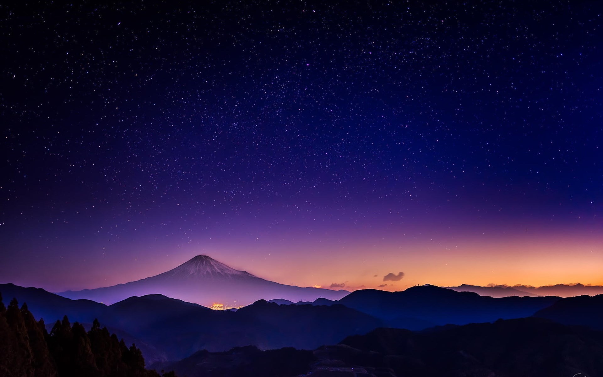tranquility, laptop backgrounds nature images 1920x1200, purple, silhouette, tranquil scene, scenics - nature, no people, milky way, environment, nature, HD Wallpaper