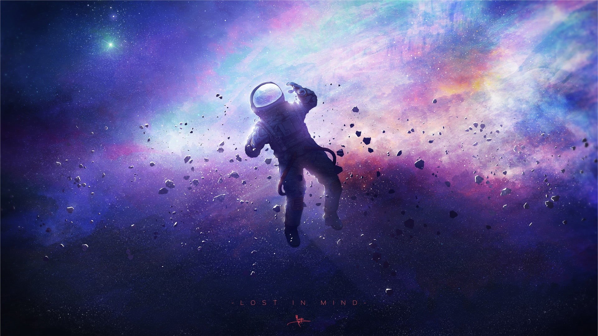 Color, 1080P, Nebula, Characters, Astronaut, Environments, Concept Art, Space, by Paul Boy, Fragments, Paul Boy, Lost In Mind, HD Wallpaper