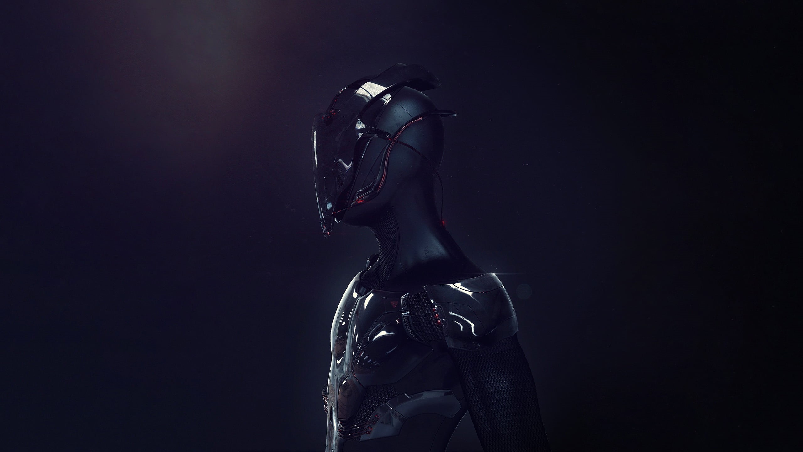 digital, dark, black background, human representation, no people, digital art, black color, technology, cyborg, cyberpunk, fictional characters, soldier, HD Wallpaper