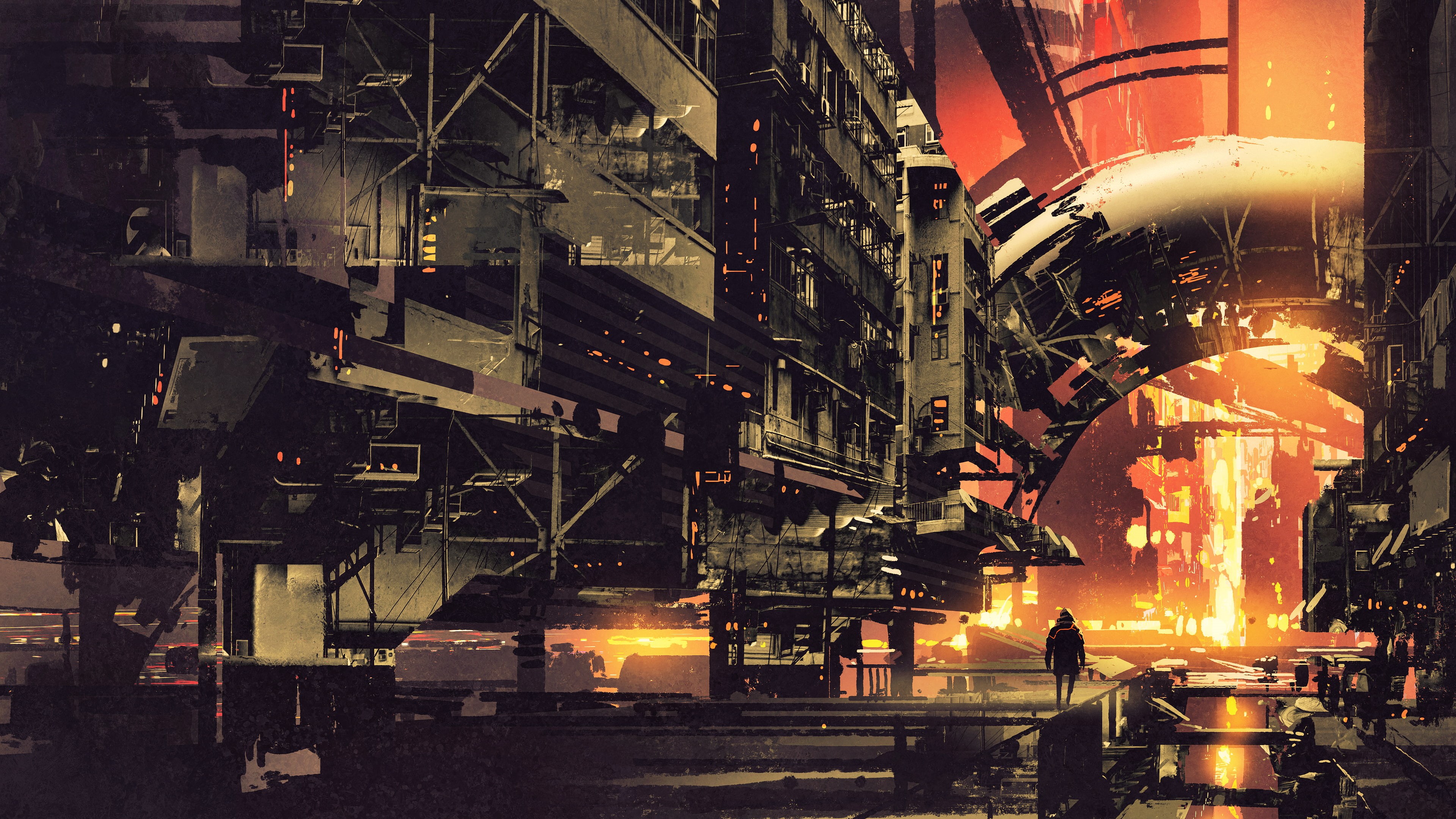 concept art, fantasy art, cityscape, science fiction, artwork, city, cyberpunk, 4K, digital art, futuristic city, fan art, cyber, HD Wallpaper