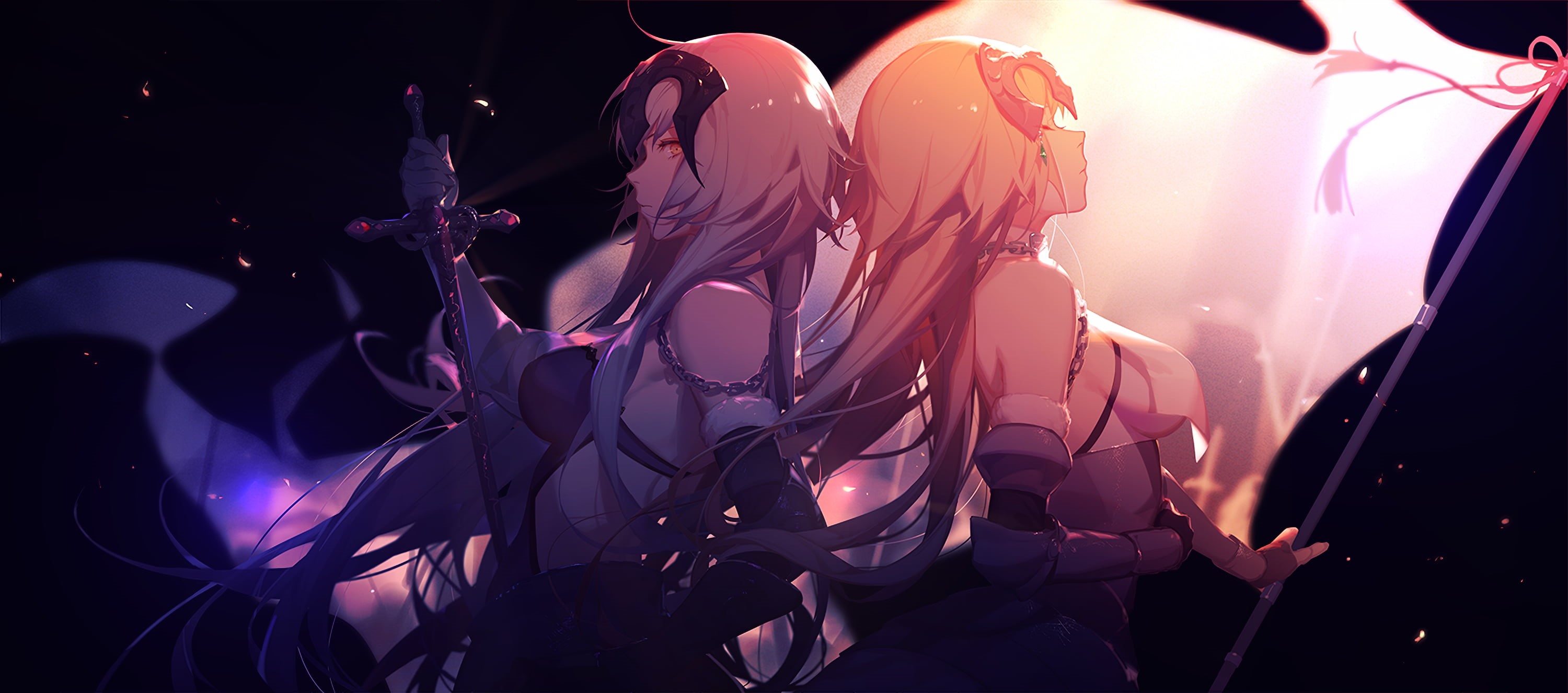 sideboob, Fate/Apocrypha, real people, chains, anime, event, Jeanne darc alter, indoors, Fate/Grand Order, light - natural phenomenon, illuminated, purple, HD Wallpaper