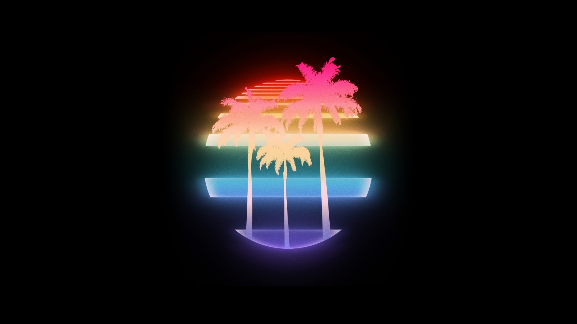 sunset, sign, text, Grand Theft Auto Vice City, lighting equipment, light, symbol, motion, palm trees, nature, 1080P, multicolored, neon, close-up, message, HD Wallpaper