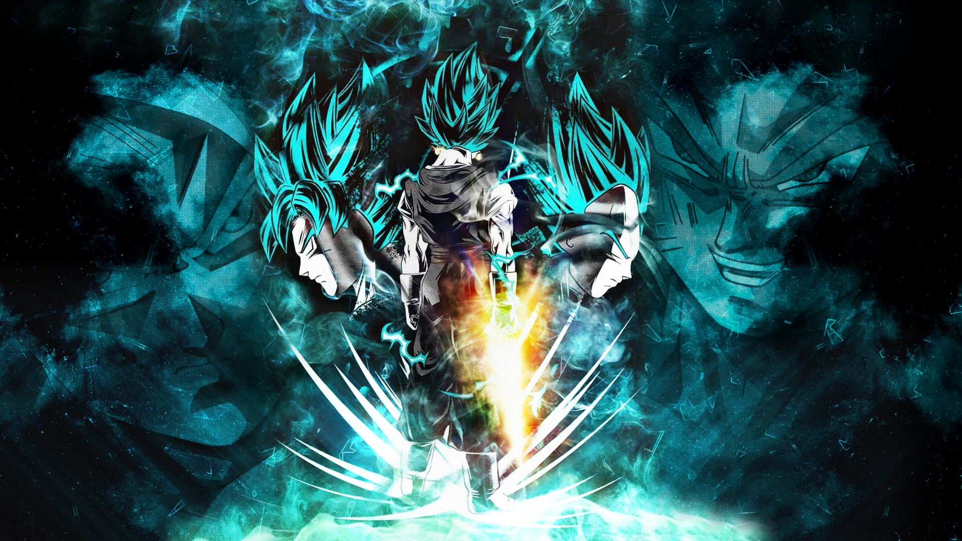 flame, Super Saiyan Blue, glowing, burning, fuel and power generation, technology, Super Saiyajin Blue, motion, illuminated, no people, exploding, creativity, HD Wallpaper