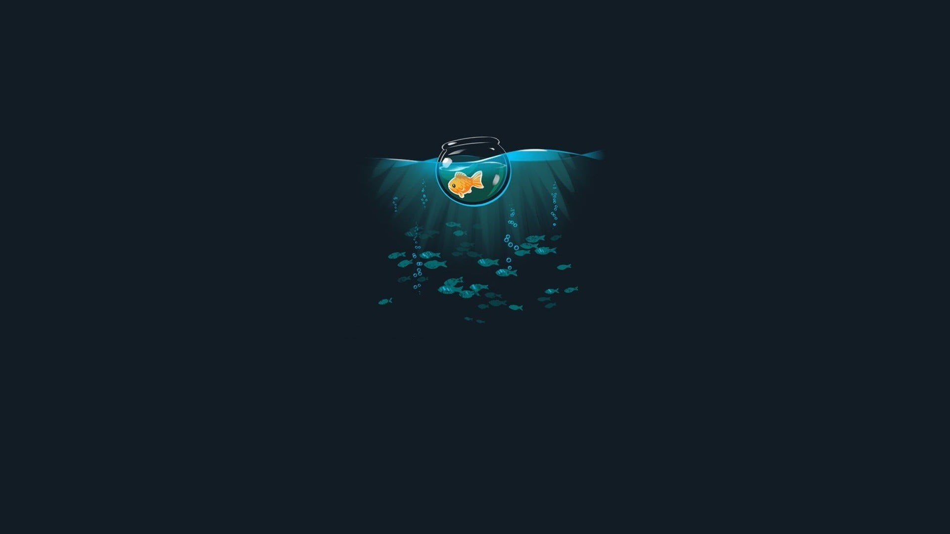 illustration, dark, backgrounds, marine, vertebrate, vector, minimalism, simple, fish, animals, black background, water, artwork, sea, threadless, symbol, HD Wallpaper