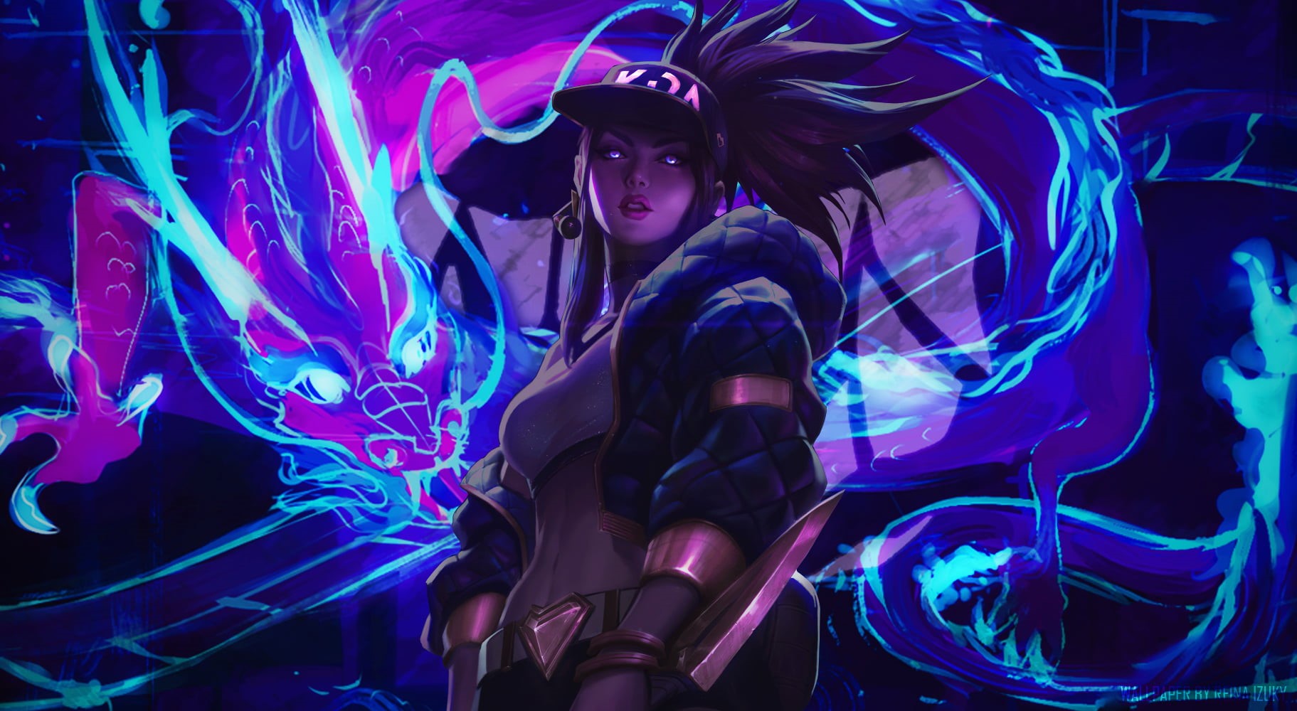 video game girls, video games, purple hair, K/DA, Akali(League of Legends), Akali, 720P, League of Legends, HD Wallpaper