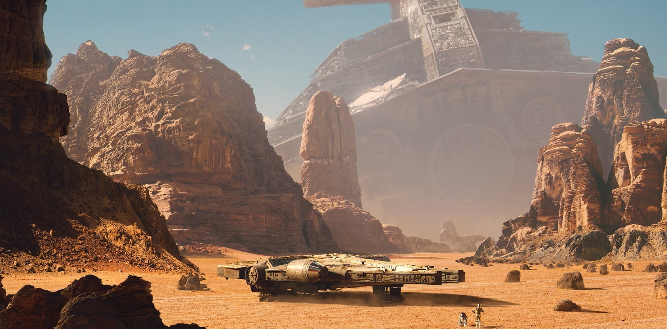 artwork, Millennium Falcon, travel destinations, transportation, history, mode of transportation, Star Wars, architecture, land vehicle, R2-D2, 1080P, HD Wallpaper
