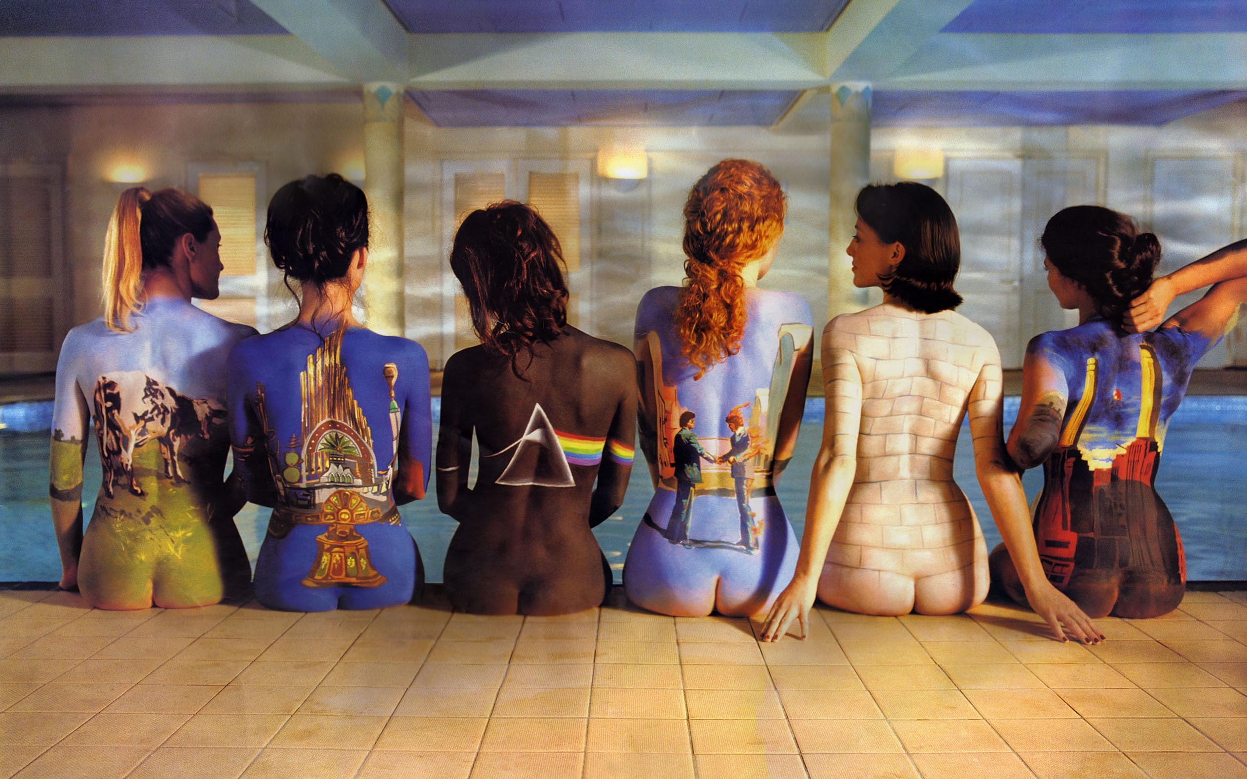 covers, floyd, album, bands, pools, indoors, Music, s, pink, hd, 2K, x, Pink Floyd, swimming, art, bodypainting, entertainment, HD Wallpaper