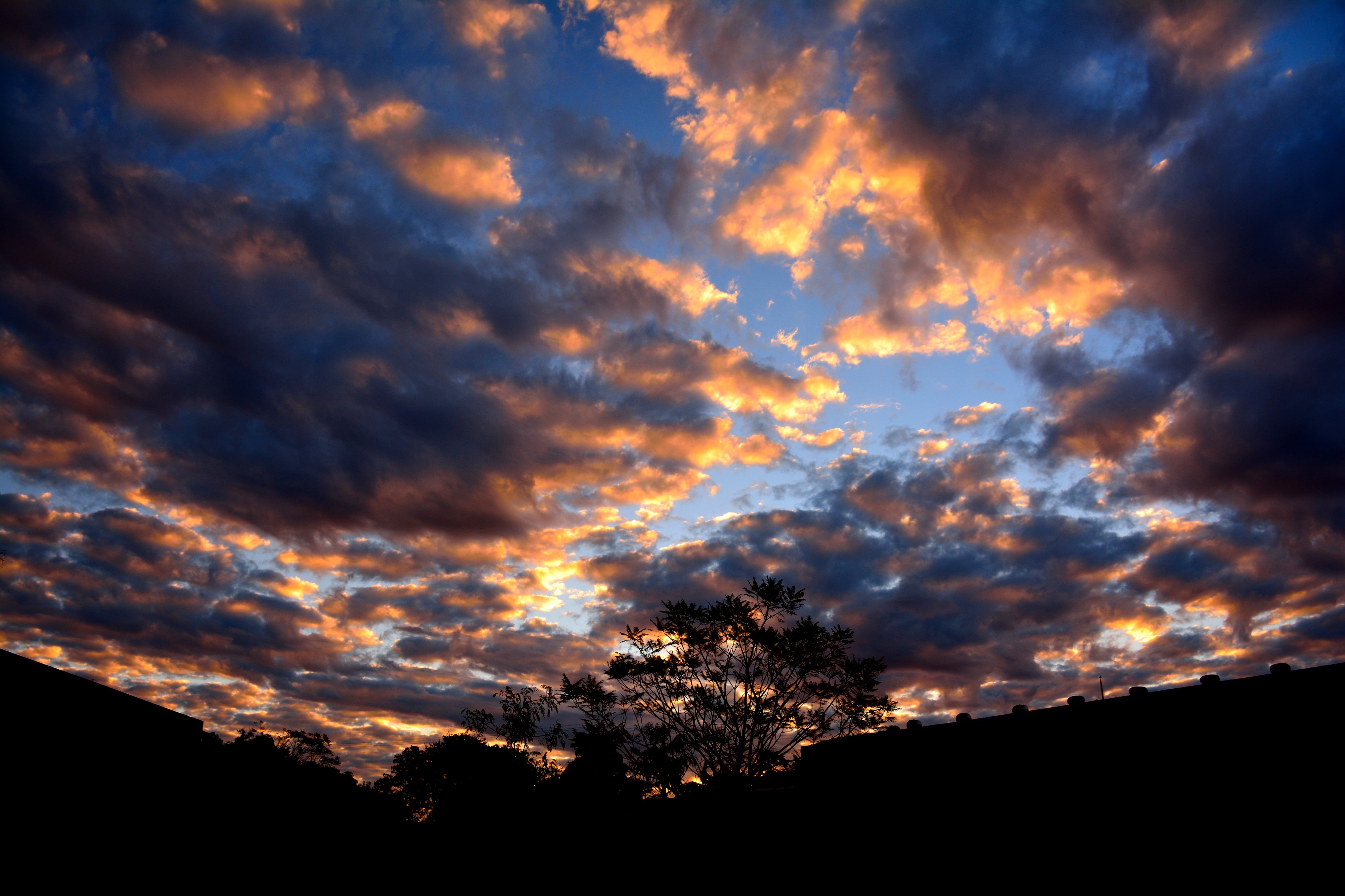 no people, sky, idyllic, silhouette, tranquil scene, scenics, dramatic sky, sunset, outdoors, scenics - nature, low angle view, tranquility, Glow, nature, HD Wallpaper