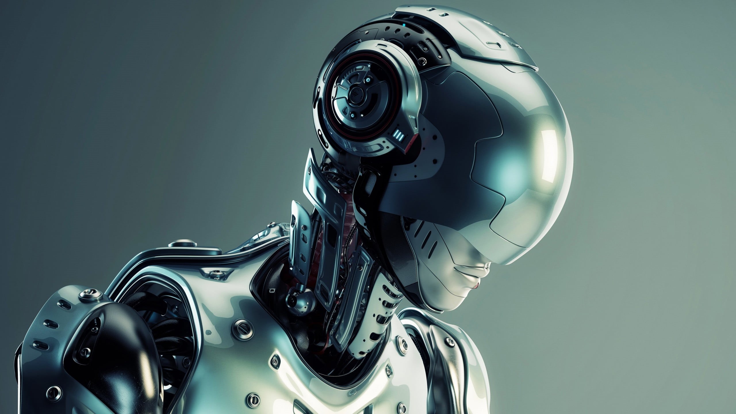digital art, silver colored, science fiction, character, shiny, transportation, colored background, close-up, motorcycle, screw, 2K, studio shot, human, HD Wallpaper