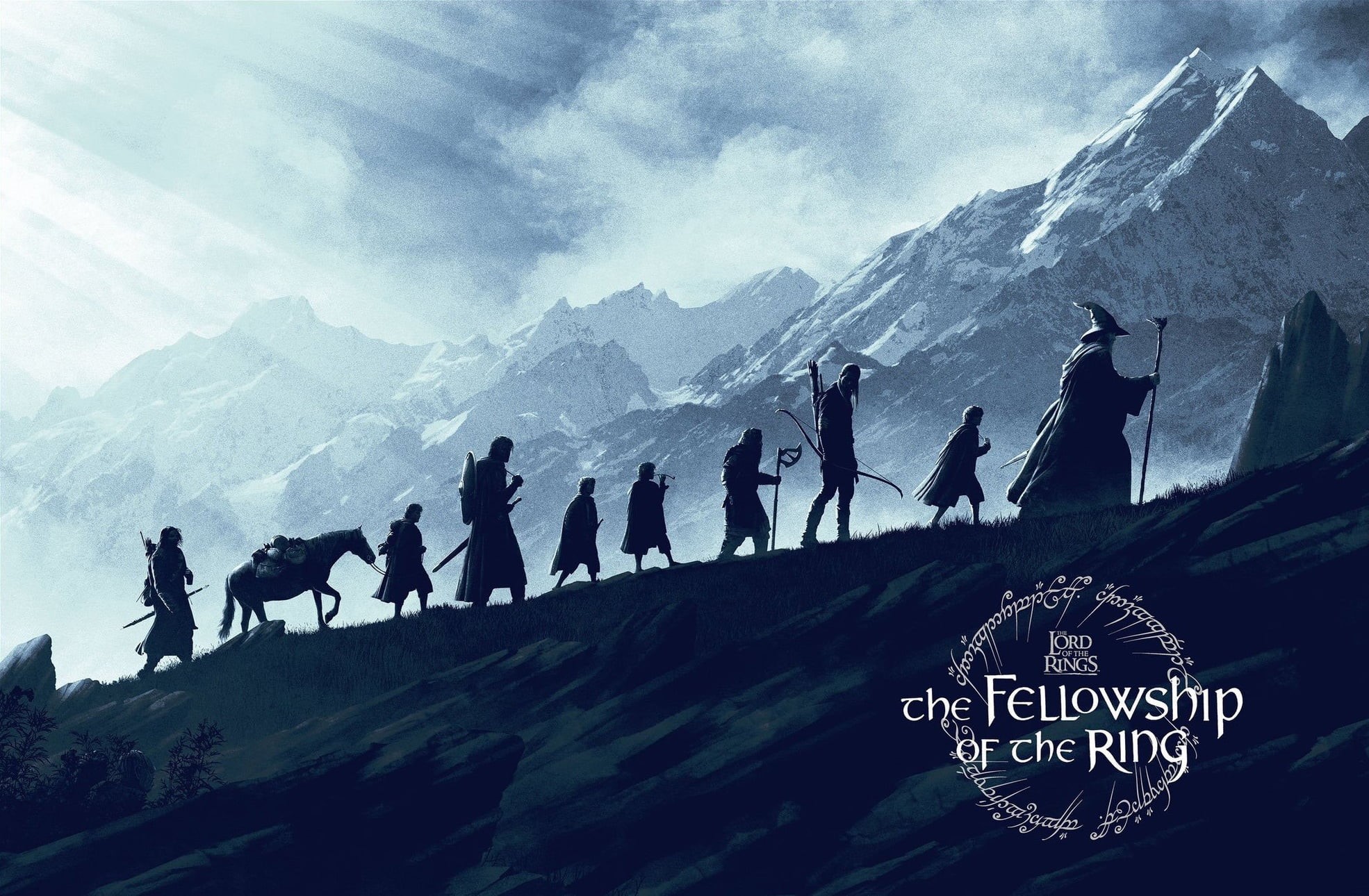 1080P, The Lord of the Rings: The Fellowship of the Ring, fantasy art, movies, mountains, 2001(Year), artwork, HD Wallpaper