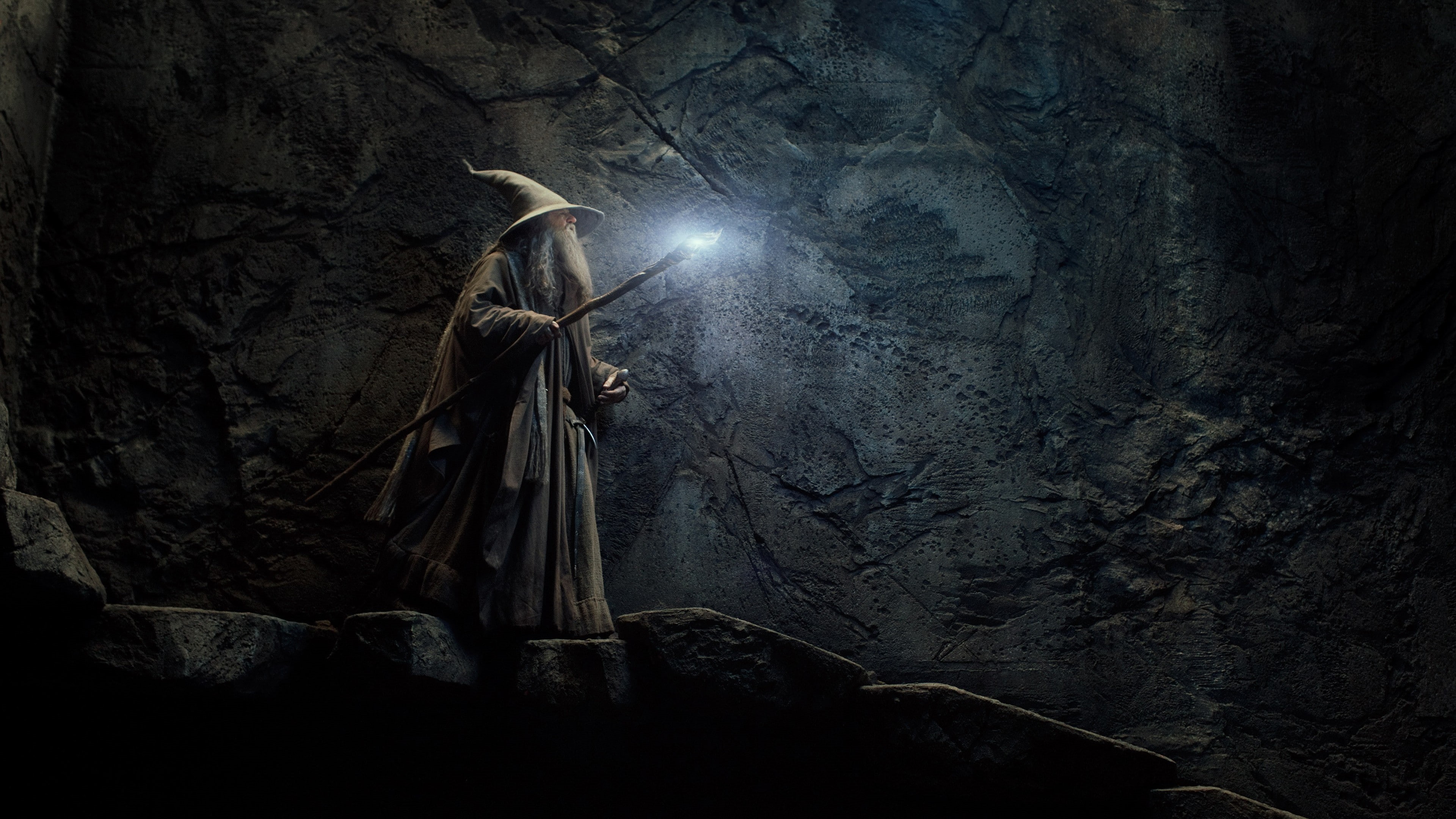The Lord of the Rings, Gandalf, human representation, one person, night, movies, The Hobbit, rock - object, religion, illuminated, evil, moonlight, nature, HD Wallpaper