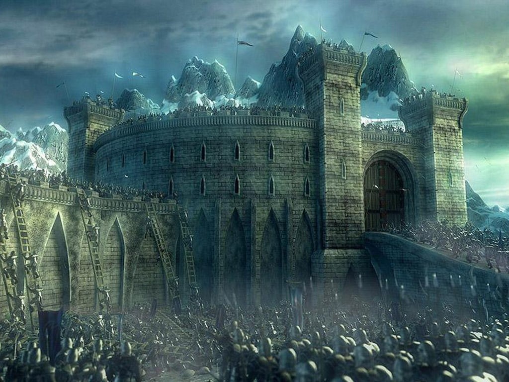 lotr, 480P, fantasy, deep, lord of the ring, helms, hd, abstract, Castle, art, Fortress, HD Wallpaper