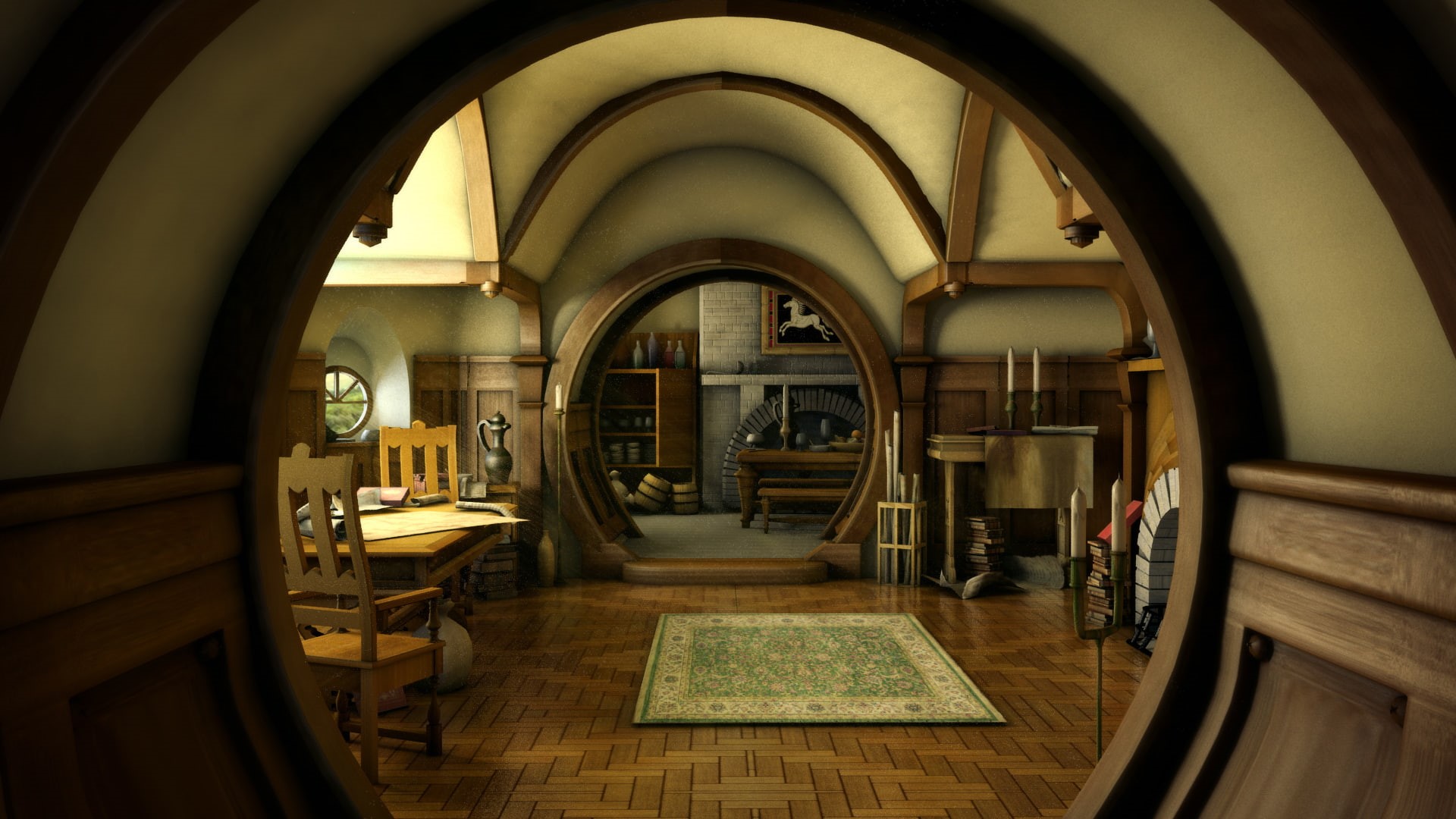 The Lord of the Rings, movies, Bag End, 1080P, room, interior, HD Wallpaper