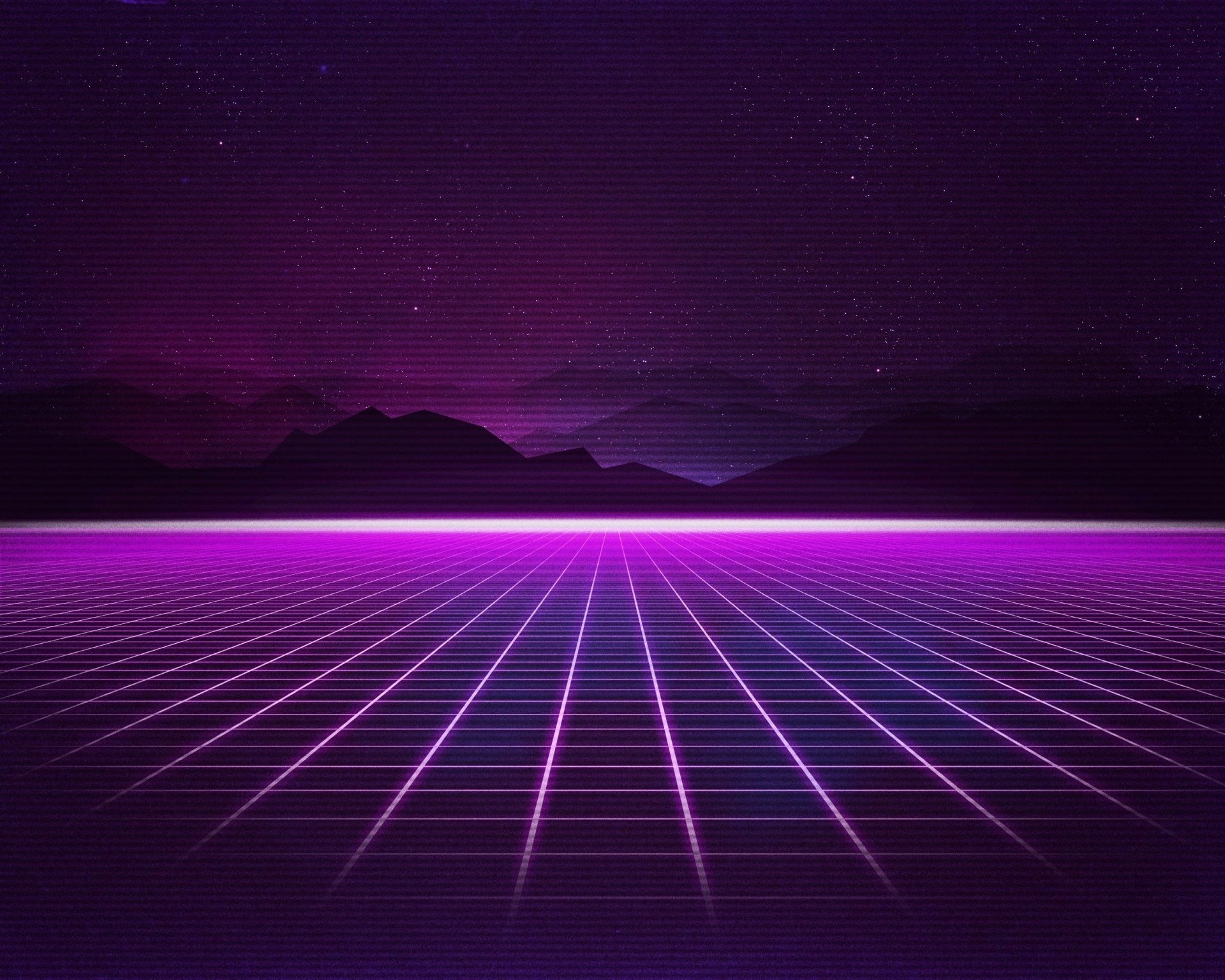 Purple, Grid, 1080P, Retrowave, Artistic, Retro Wave, Synthwave, Mountain, HD Wallpaper