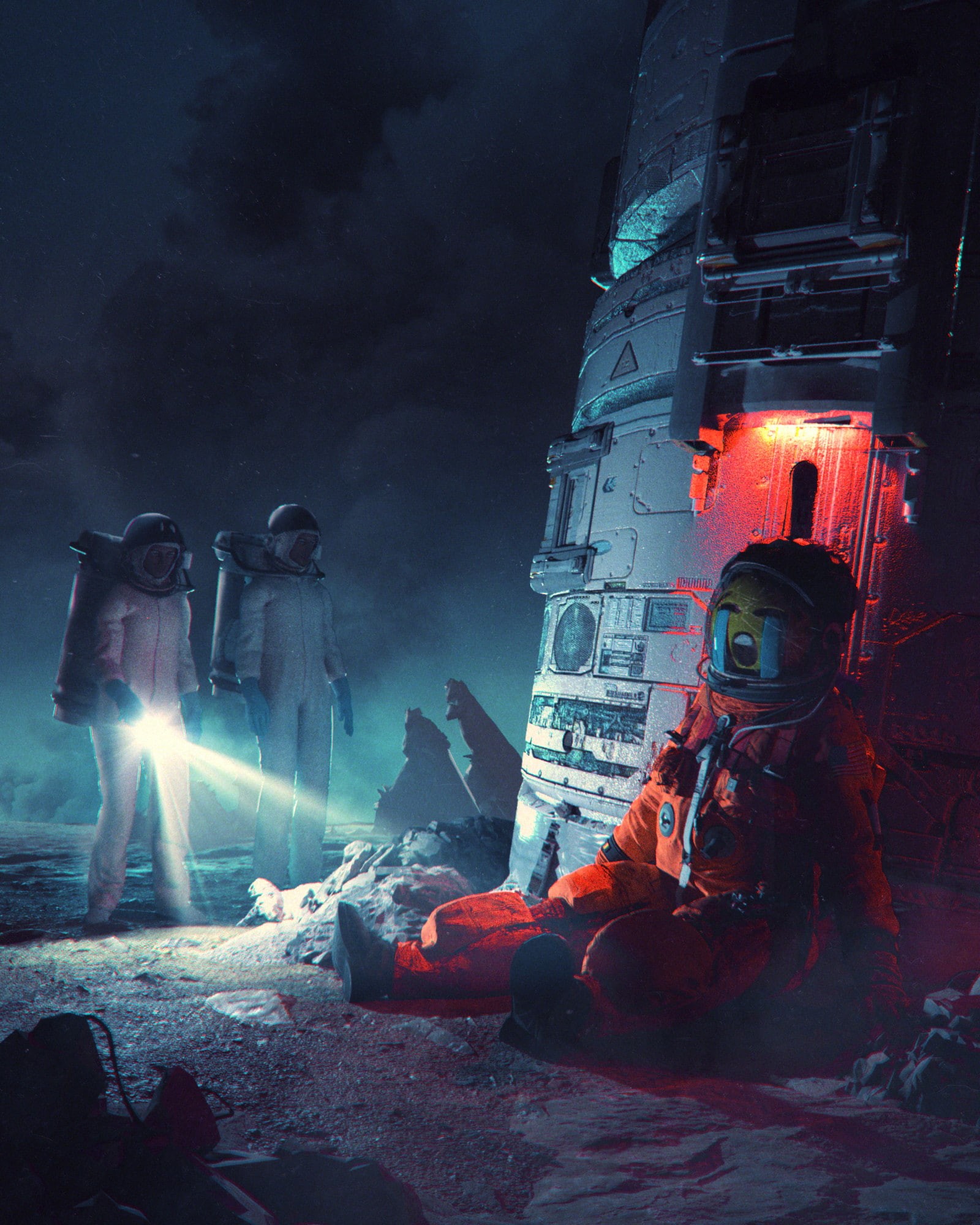 digital art, science fiction, artwork, 1080P, astronaut, dark, 3D, futuristic, beeple, space, illustration, Phone HD Wallpaper