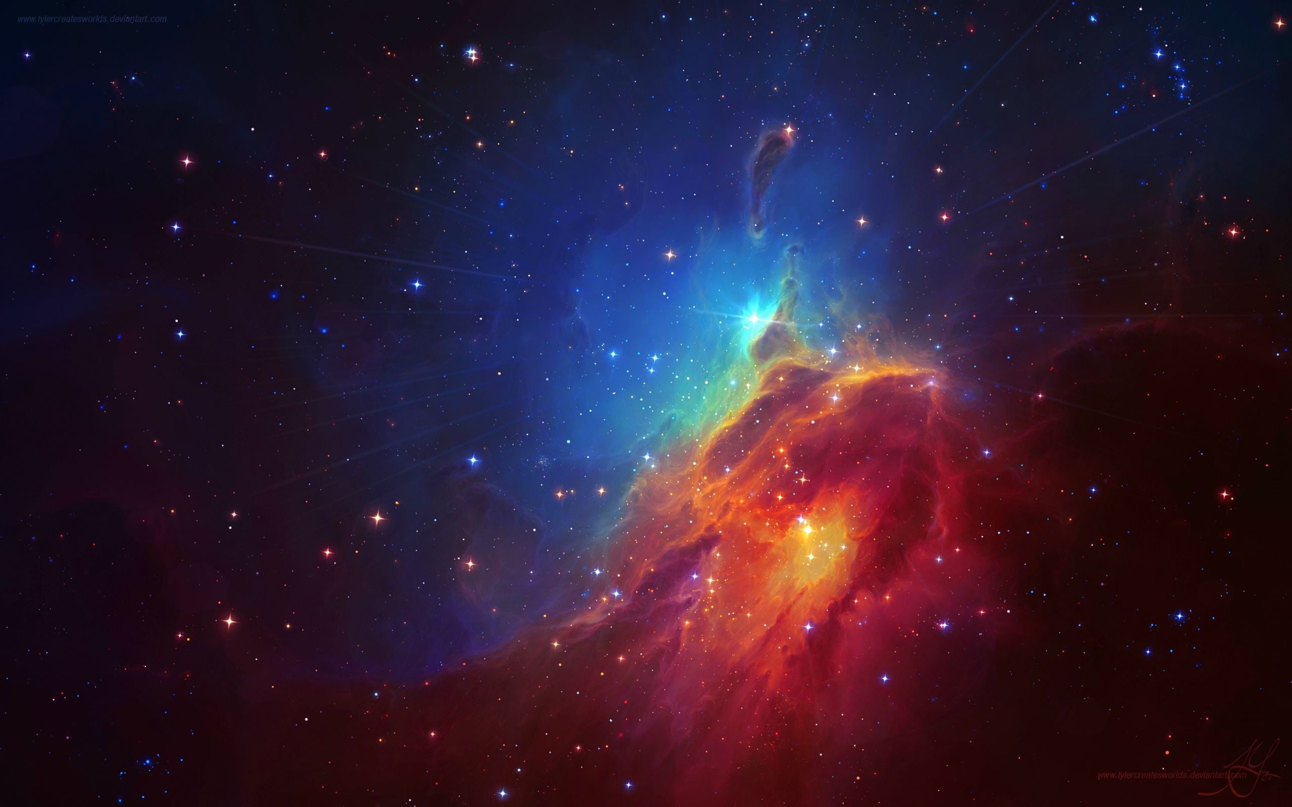 light - natural phenomenon, wispy, cosmos, mystery, sky, star - space, space art, TylerCreatesWorlds, blue, galaxy, bright, space, night, nature, HD Wallpaper