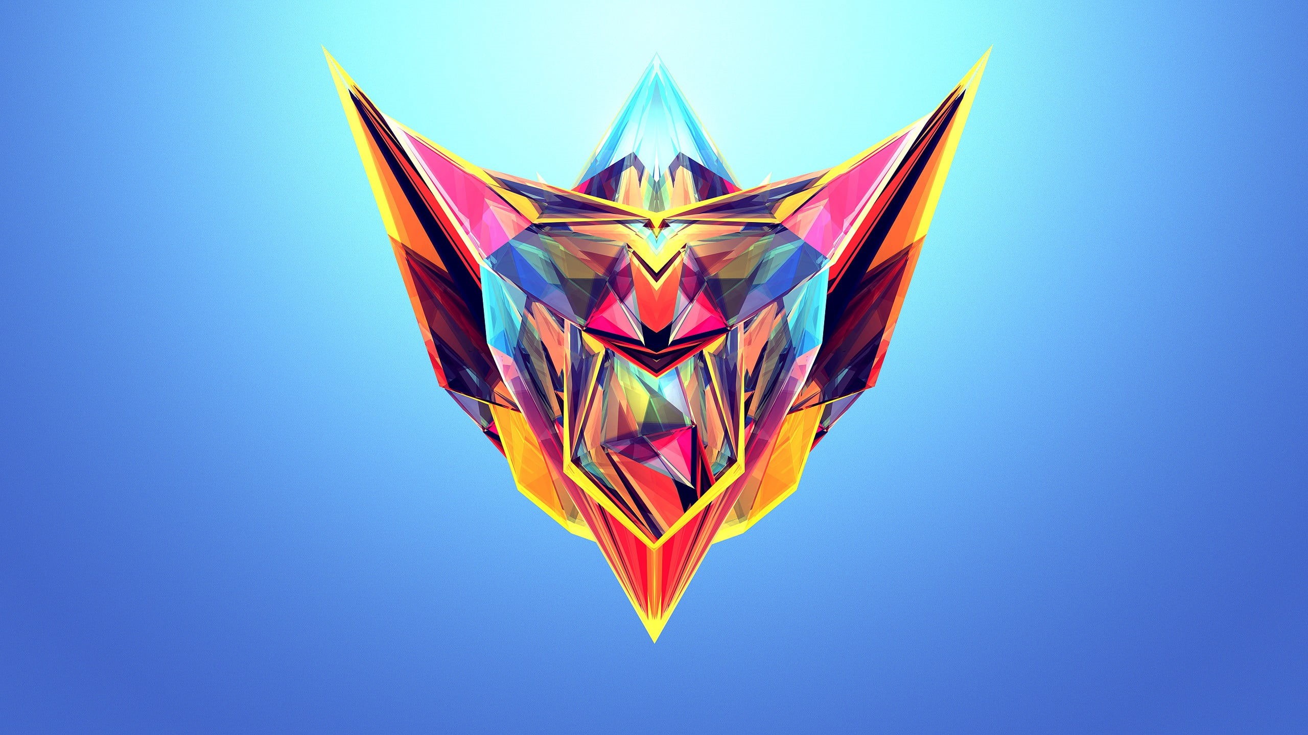 symbol, geometric Shape, colorful, artwork, shiny, mid-air, backgrounds, single Object, sky, 2K, no people, illustration, shape, colored background, computer Graphic, HD Wallpaper