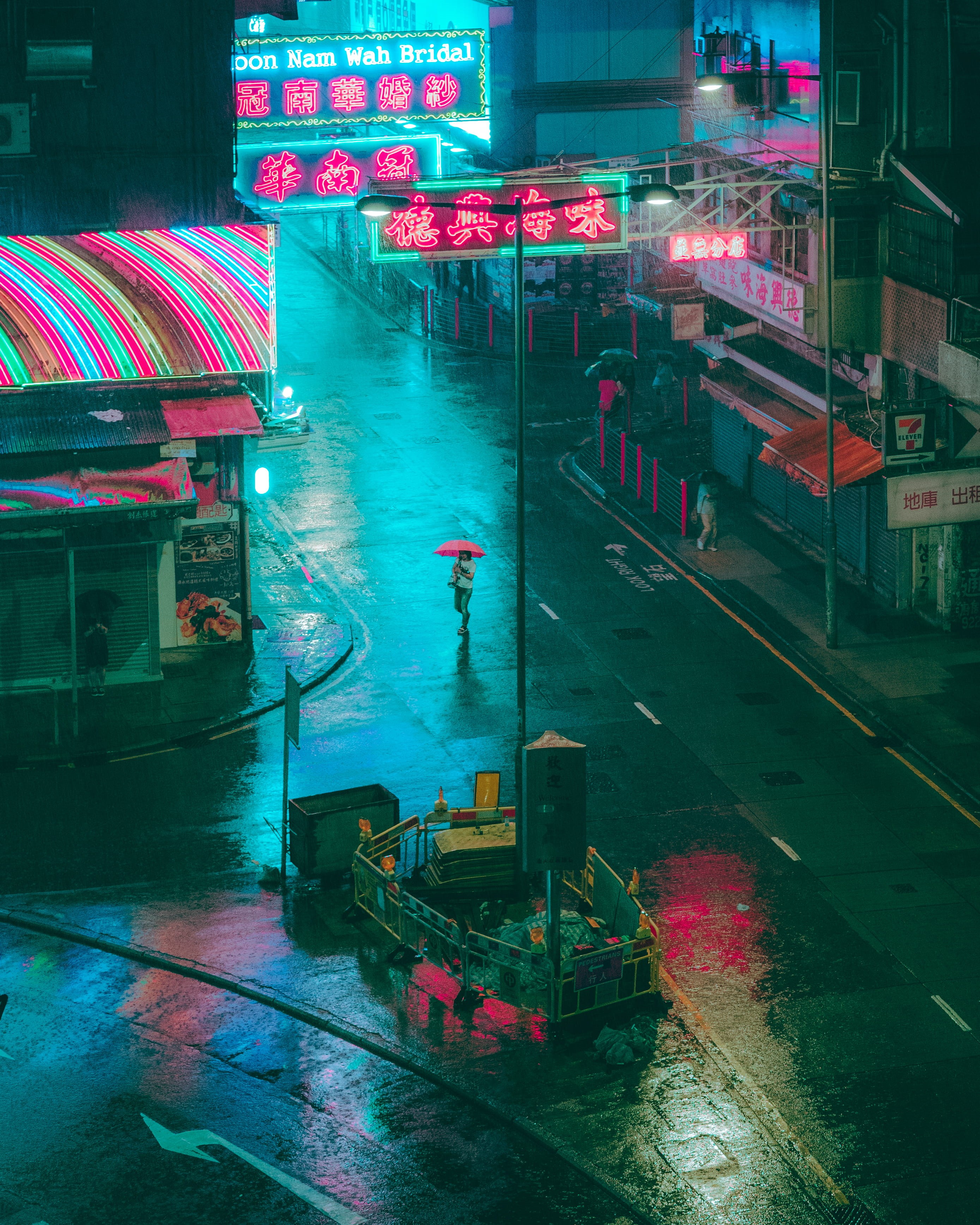 typhoon, asium, architecture, city light, city, 2K, rain, sony alpha, alpha, street view, built Structure, art, synthwave, street, industry, urban Scene, Phone HD Wallpaper