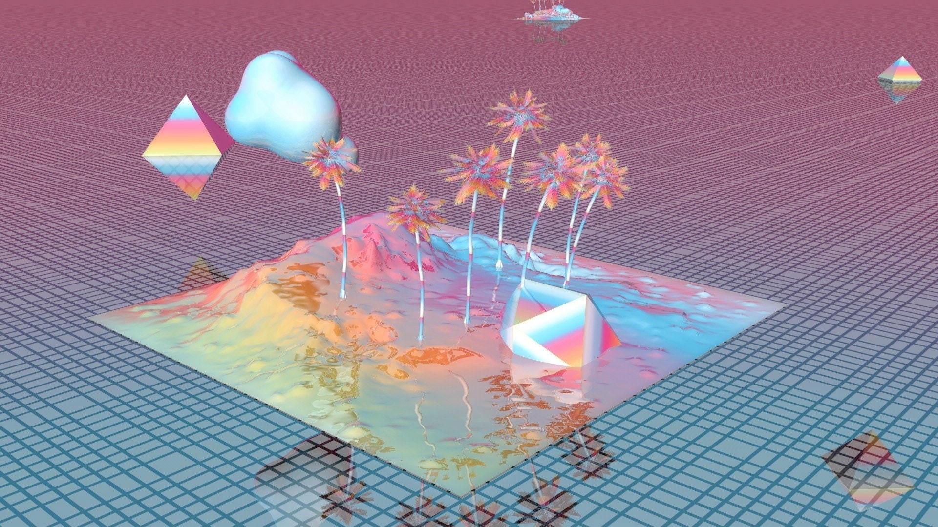 vaporwave, 1080P, Aesthetic, HD Wallpaper