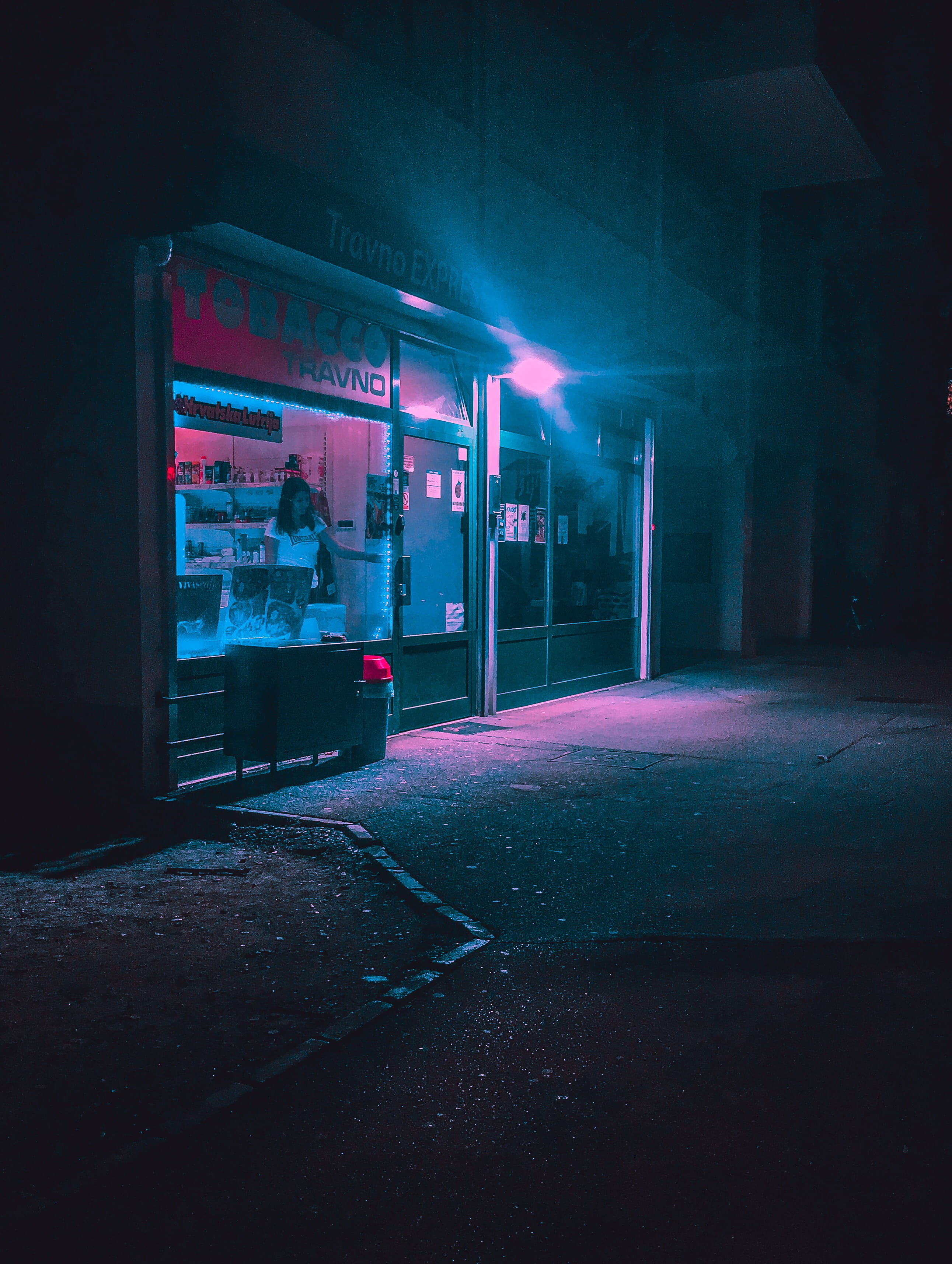 transportation, night, croatia, scifi, market, communication, building exterior, road, gas station, no people, text, retrofuturism, street, outdoors, retrofuture, Phone HD Wallpaper