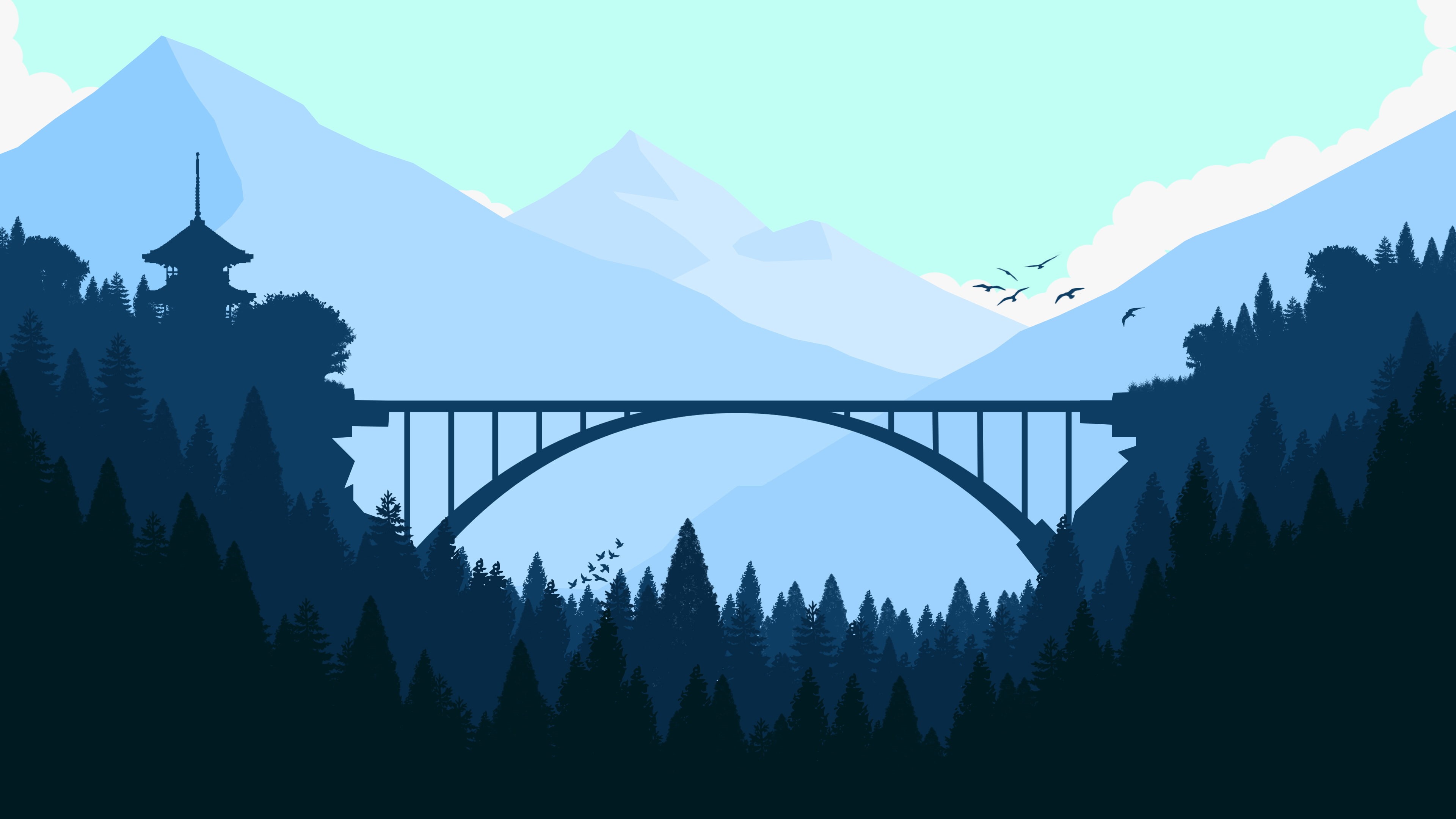 minimalist, hd, bridge, 4k, digital art, artwork, 4K, minimalism, forest, deviantart, artist, HD Wallpaper