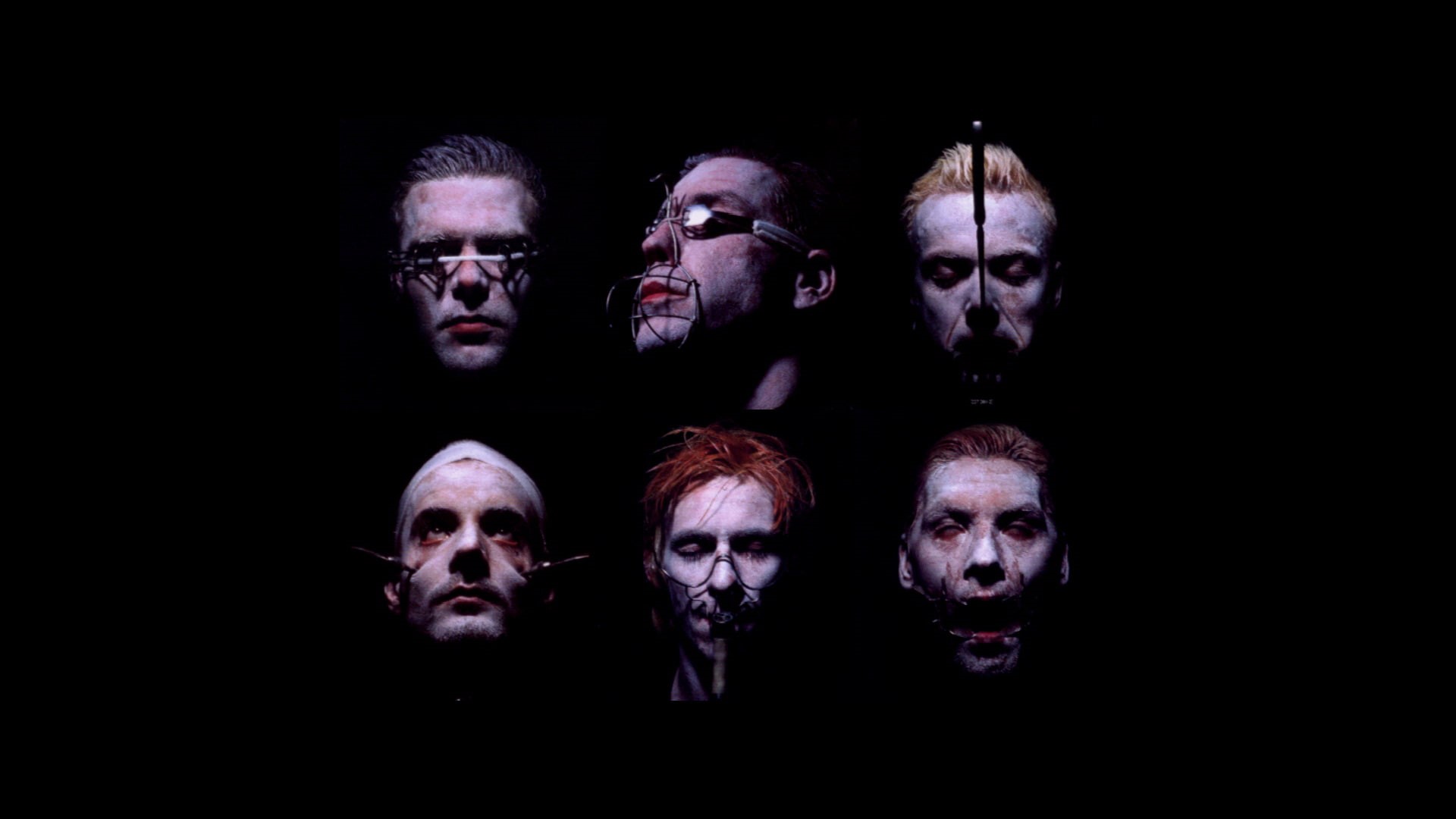 surprise, front view, Rammstein, shock, human face, horror, men, bizarre, facial expression, 1080P, headshot, spooky, multiple image, minimalism, portrait, HD Wallpaper