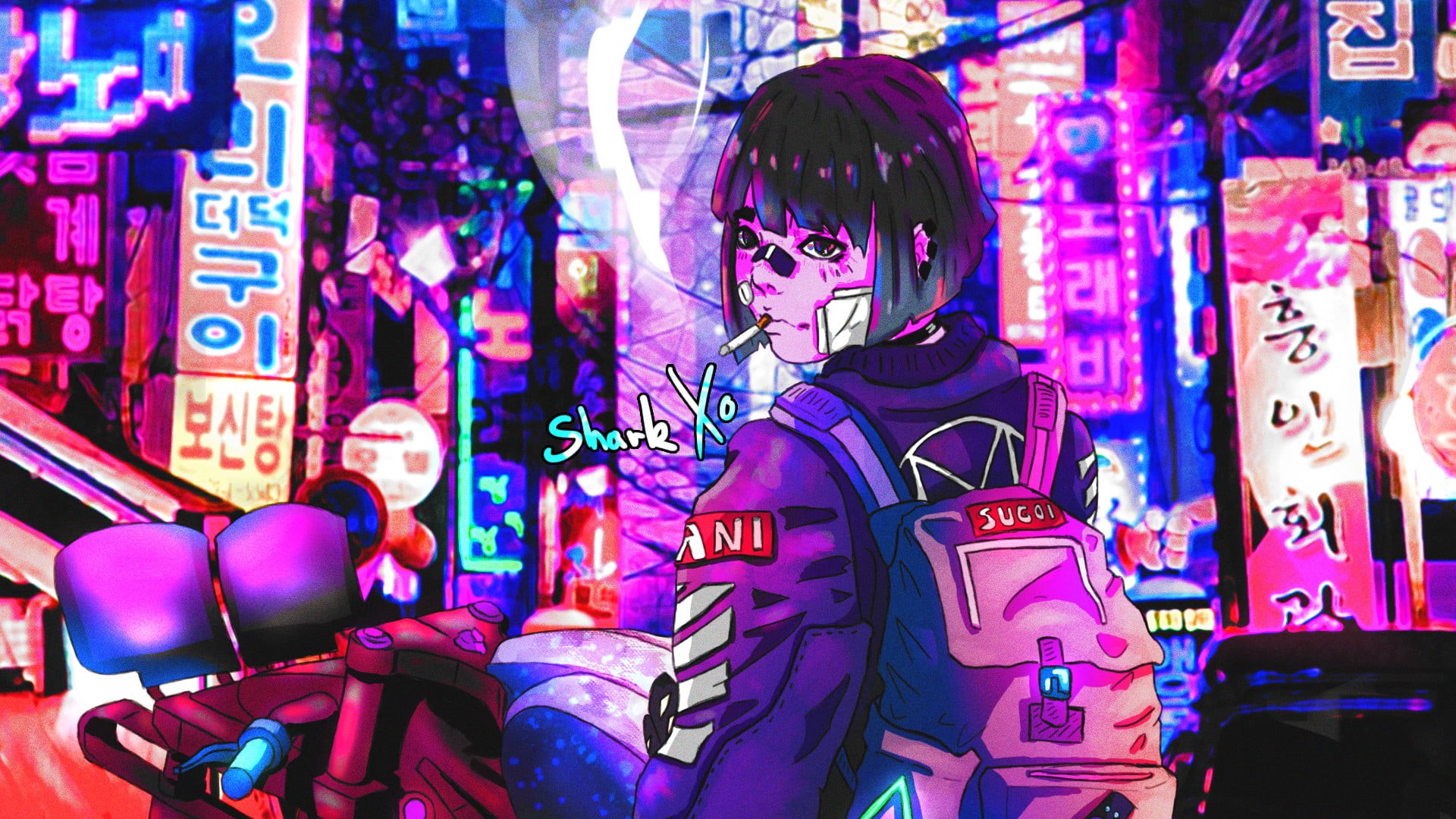 1080P, anime, vaporwave, HD Wallpaper