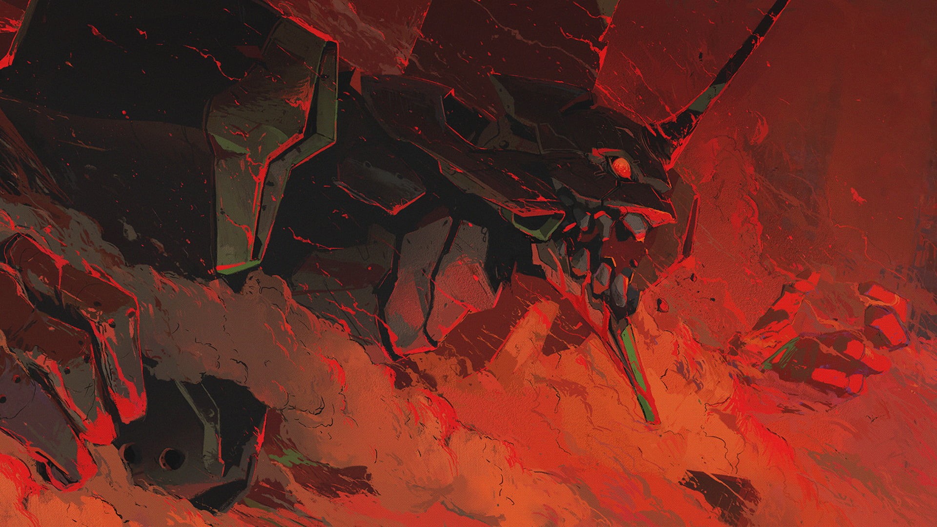 environment, full frame, night, art and craft, multi colored, black, red, high angle view, dragon, no people, mech, textured, creativity, EVA Unit 01, HD Wallpaper