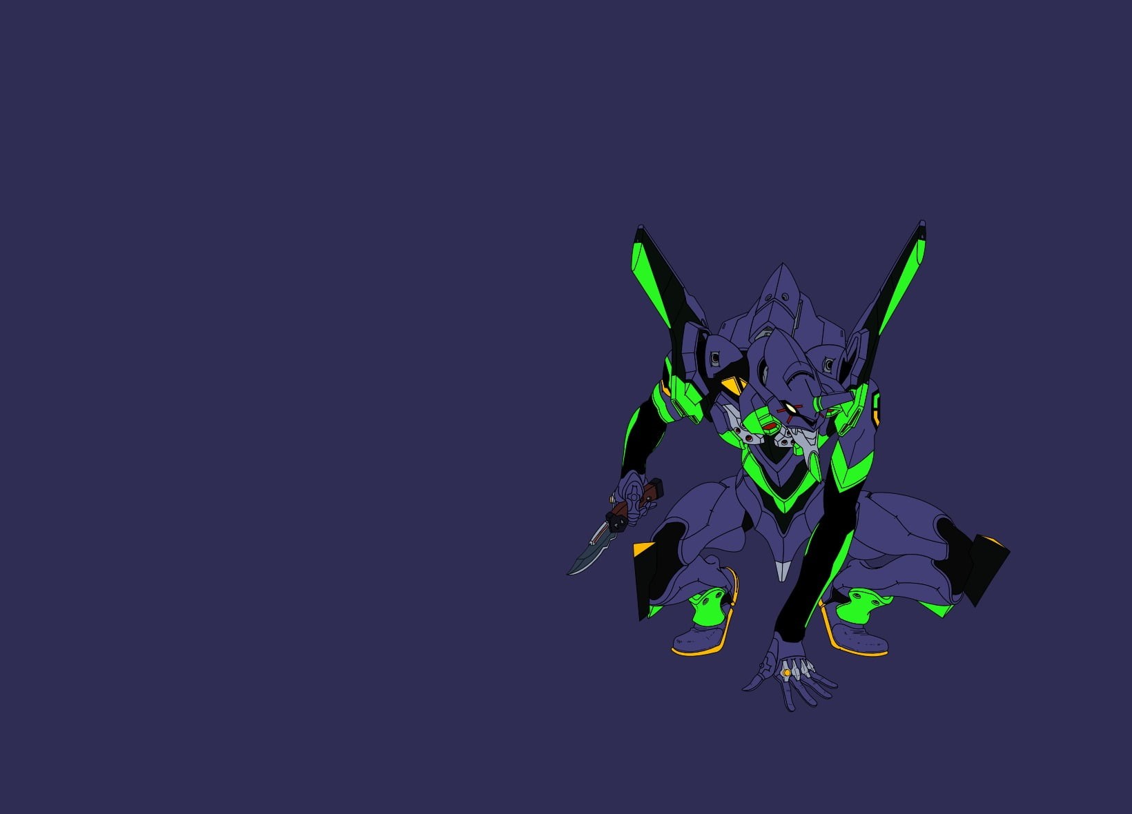 animal themes, no people, one animal, illustration, indoors, leaf, 720P, studio shot, colored background, blue, EVA Unit 01, anime, animal, mid-air, blue background, HD Wallpaper