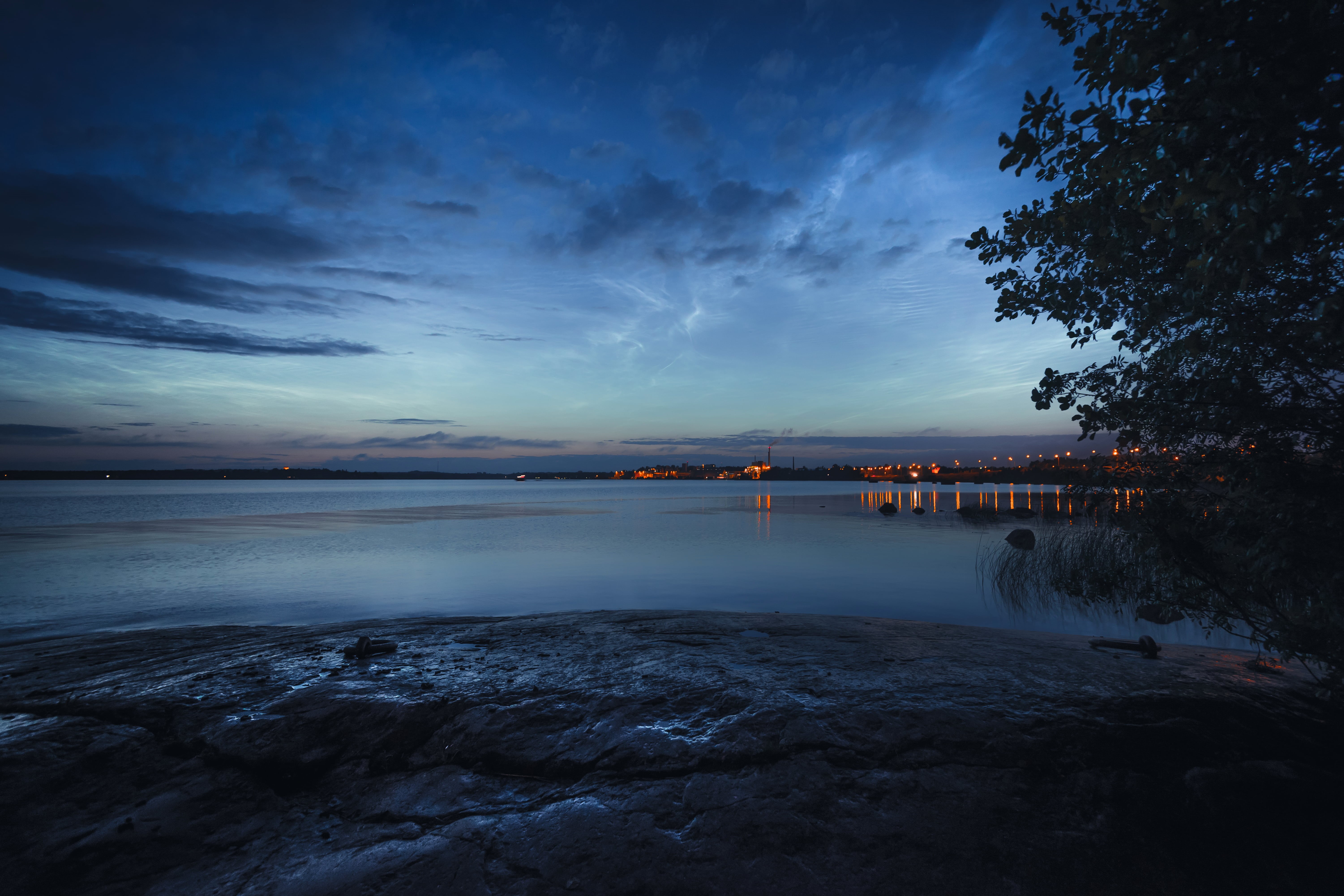 seashore, Kotka, view, blue  sky, 35mm, 5K, sunset, nikon  d600, night time, time, nature, Noctilucent clouds, sky, night, reflection, water, nikkor, sea, HD Wallpaper