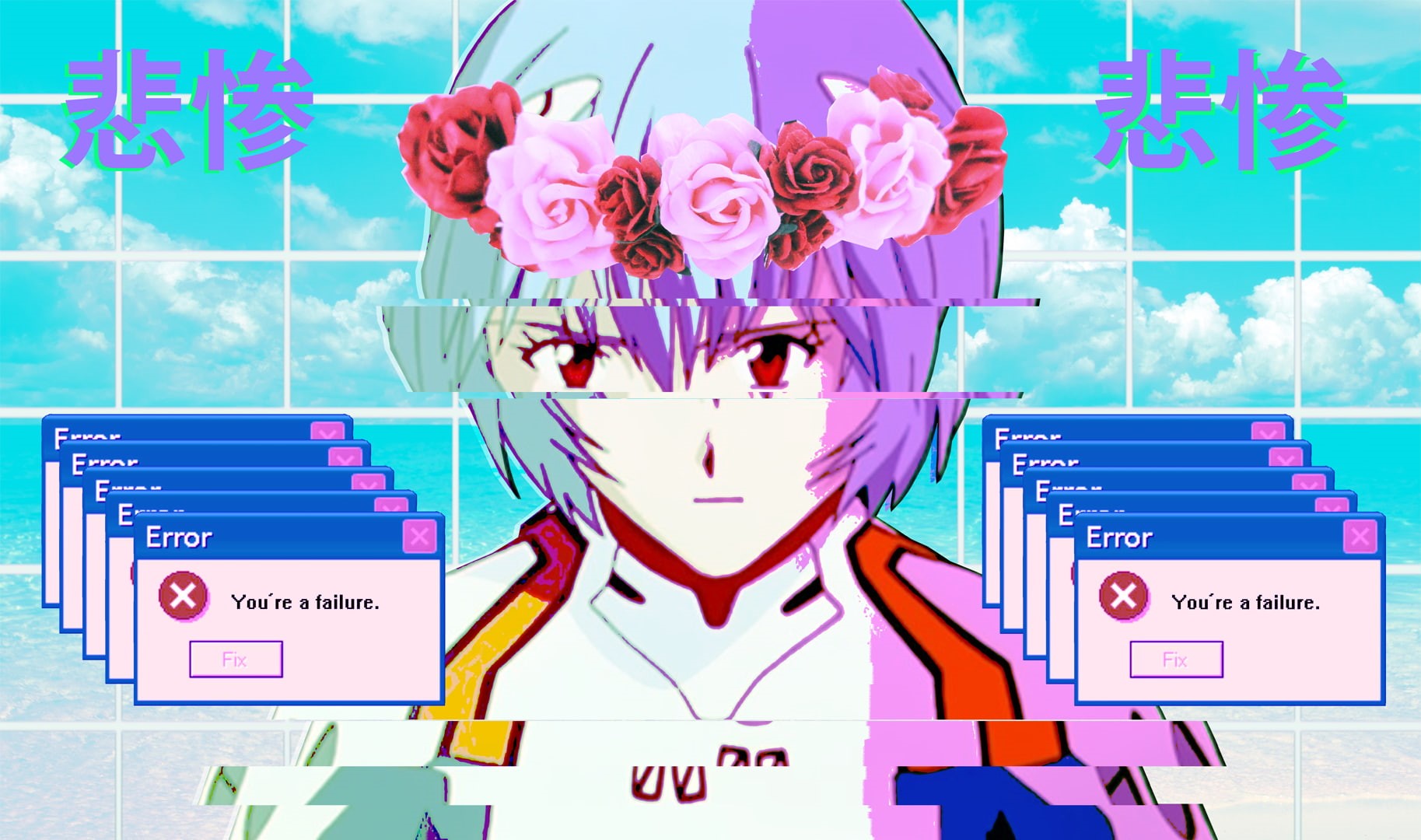 Ayanami Rei, 720P, vaporwave, Neon Genesis Evangelion, HD Wallpaper
