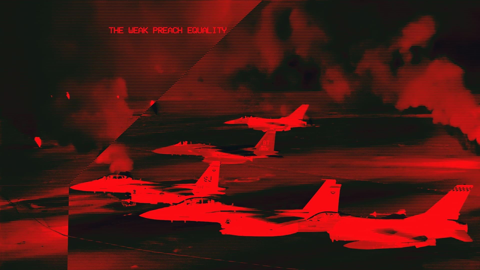 red, fashwave, 1080P, vaporwave, jet fighter, glitch art, HD Wallpaper
