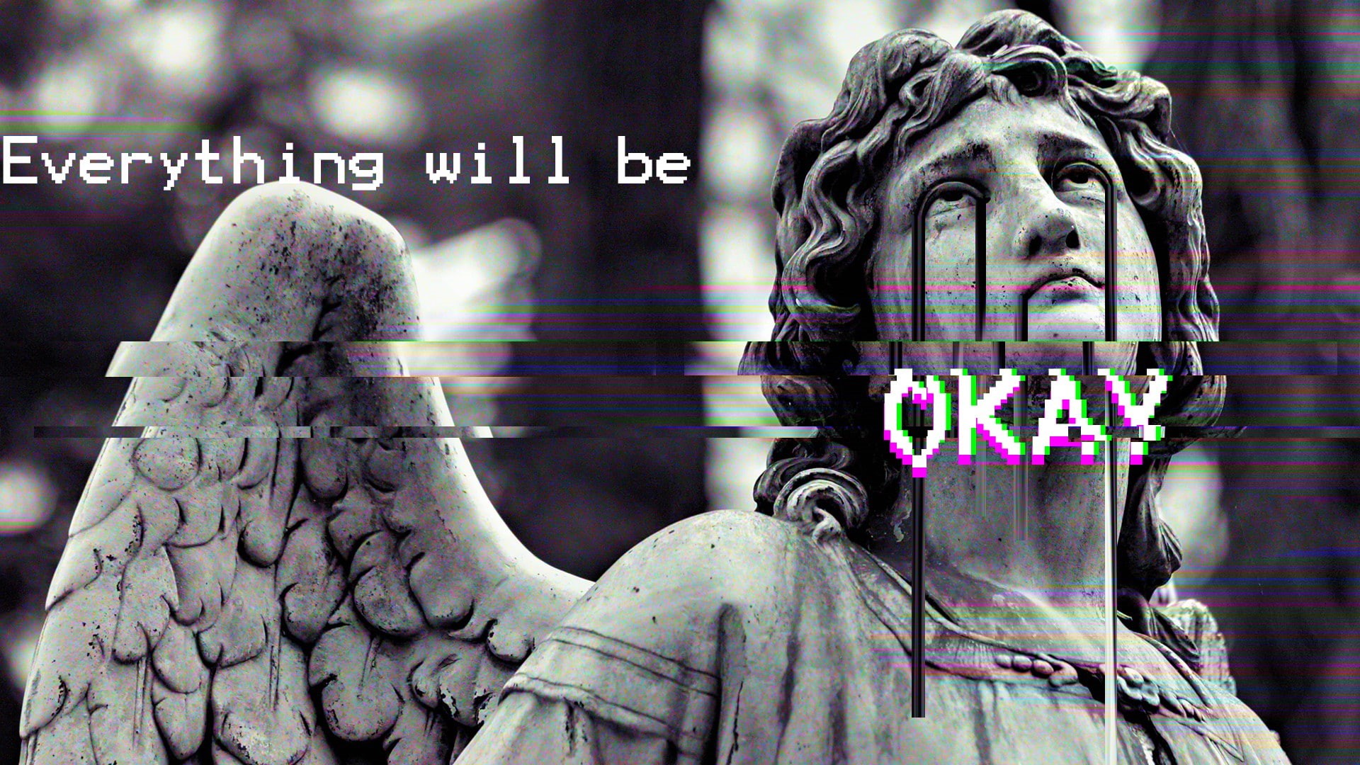 1080P, glitch Art, Statue, vaporwave, Greek Mythology, HD Wallpaper