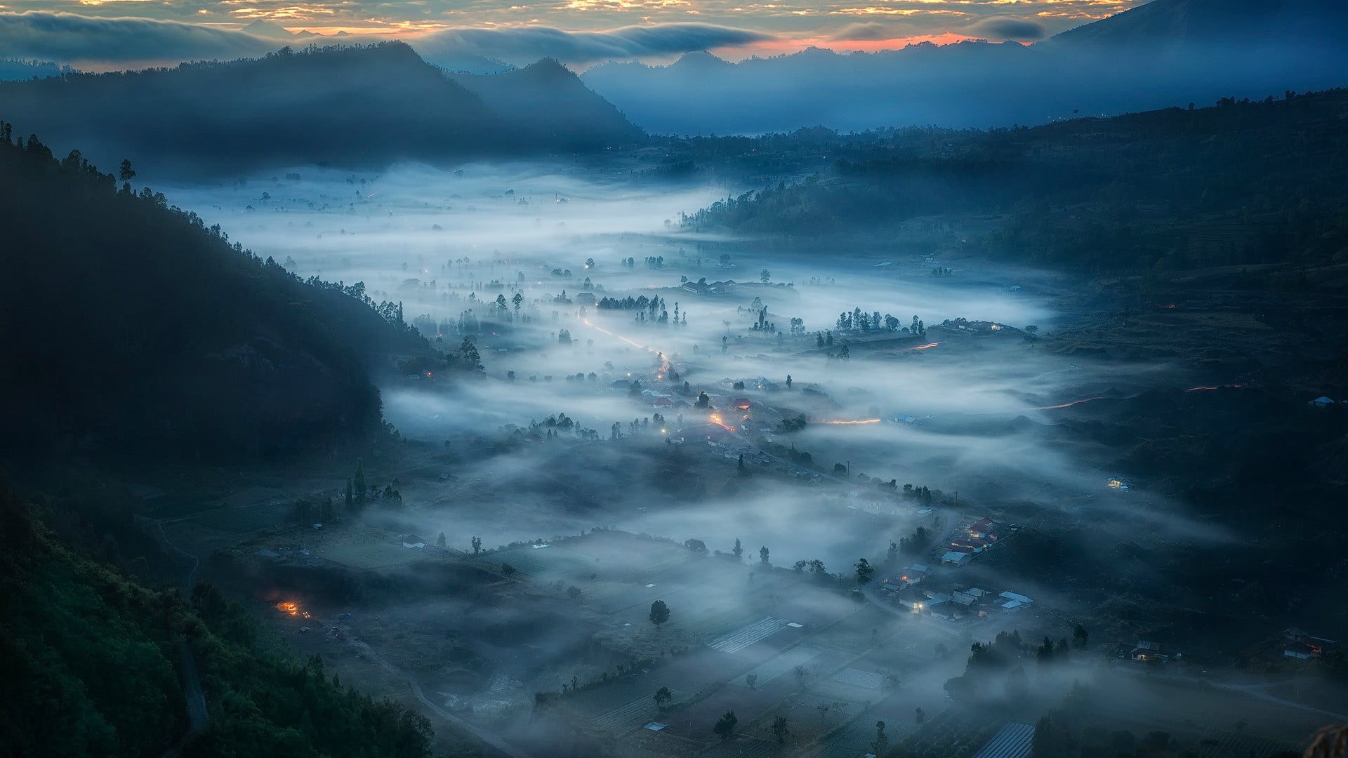 covered, no people, guangxi Zhuang Autonomous Region - China, lights, Bali, clouds, sun, rural Scene, water, landscape, grass, sky, green, land, house, HD Wallpaper