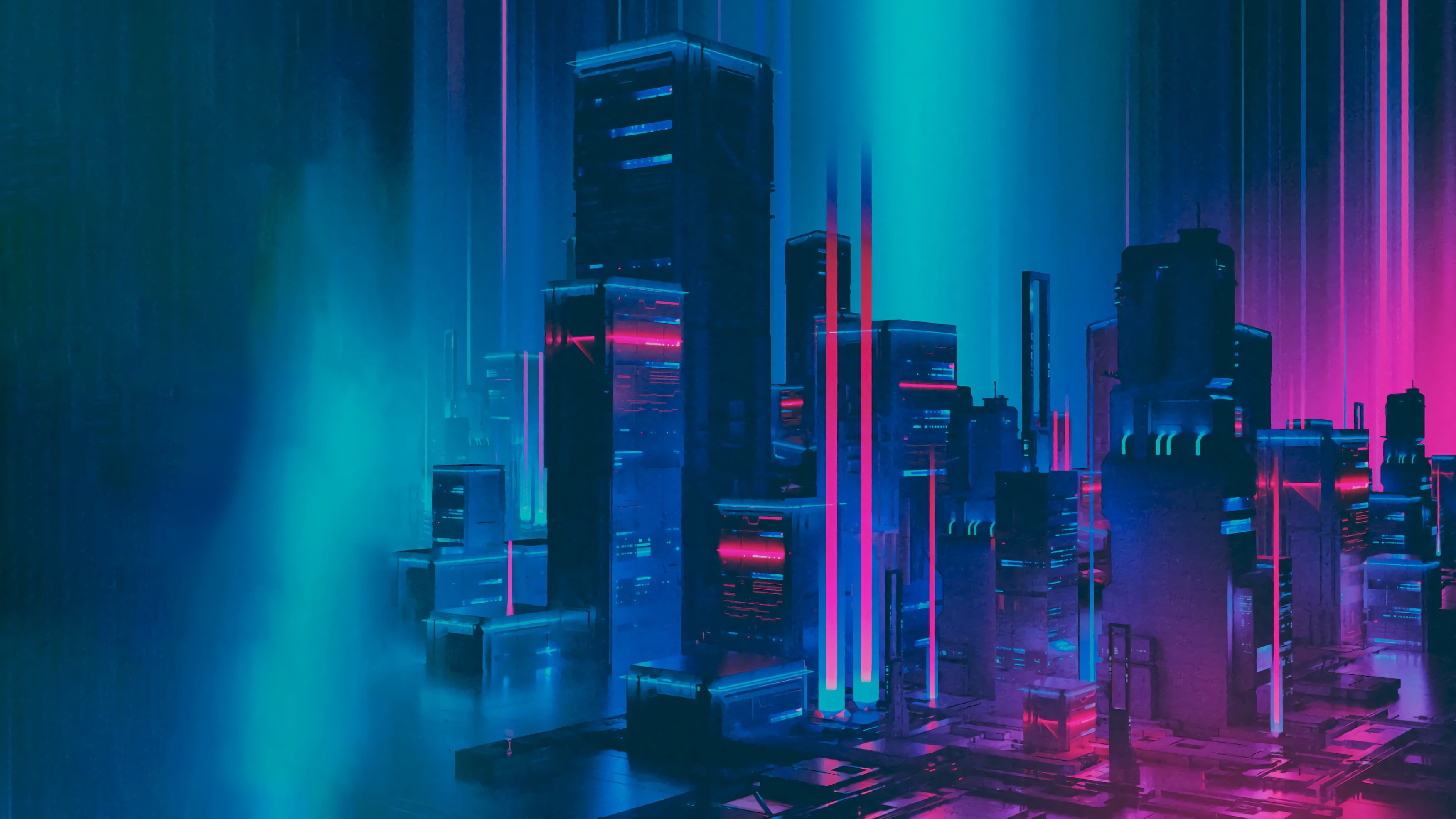 2K, vaporwave, city, HD Wallpaper