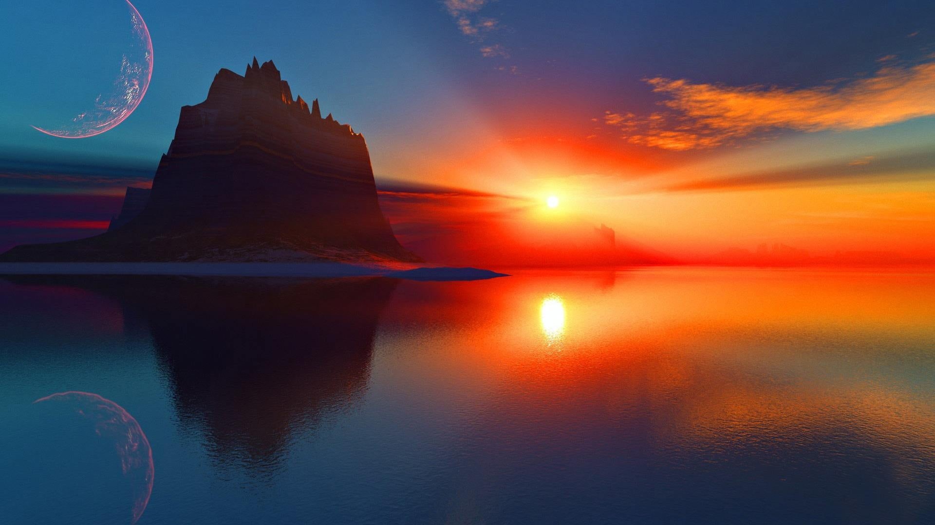 celestial body, dawn, scenics - nature, outdoors, summer, sunrise, dark, sunlight, light, atmosphere, cloud - sky, coast, star, color, sun, morning, clouds, HD Wallpaper