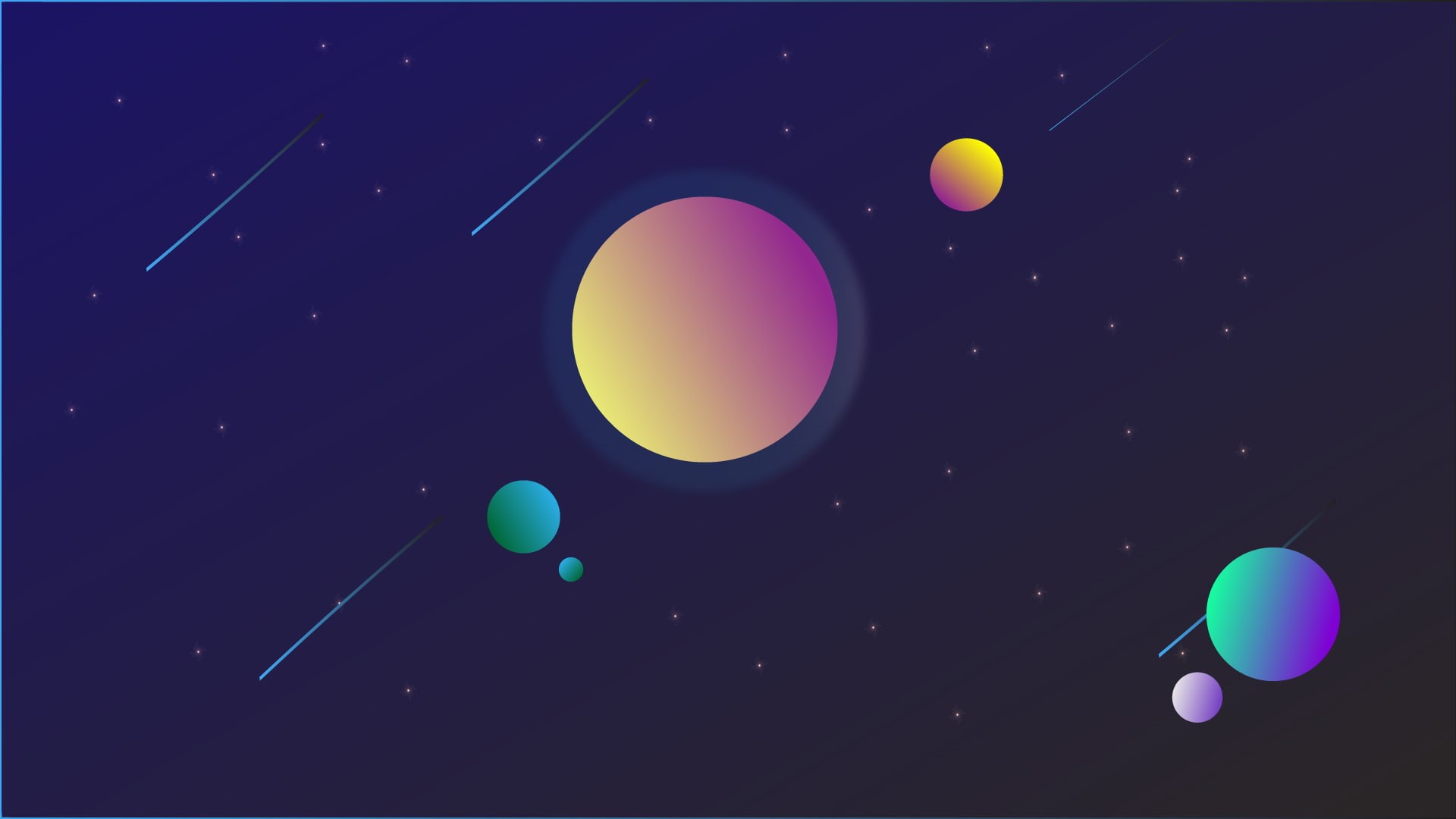 comet, gradient, digital art, minimalism, stars, planet, space art, space, 1080P, HD Wallpaper