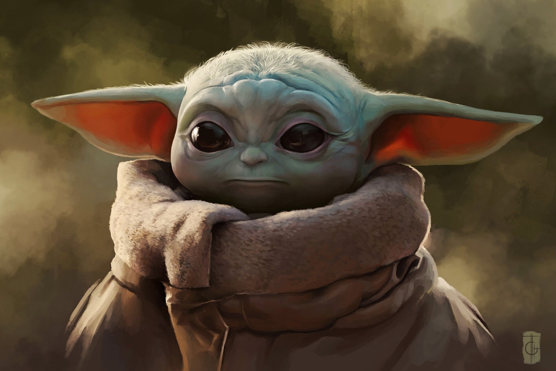 Star Wars, artwork, Baby Yoda, 1080P, The Mandalorian, HD Wallpaper