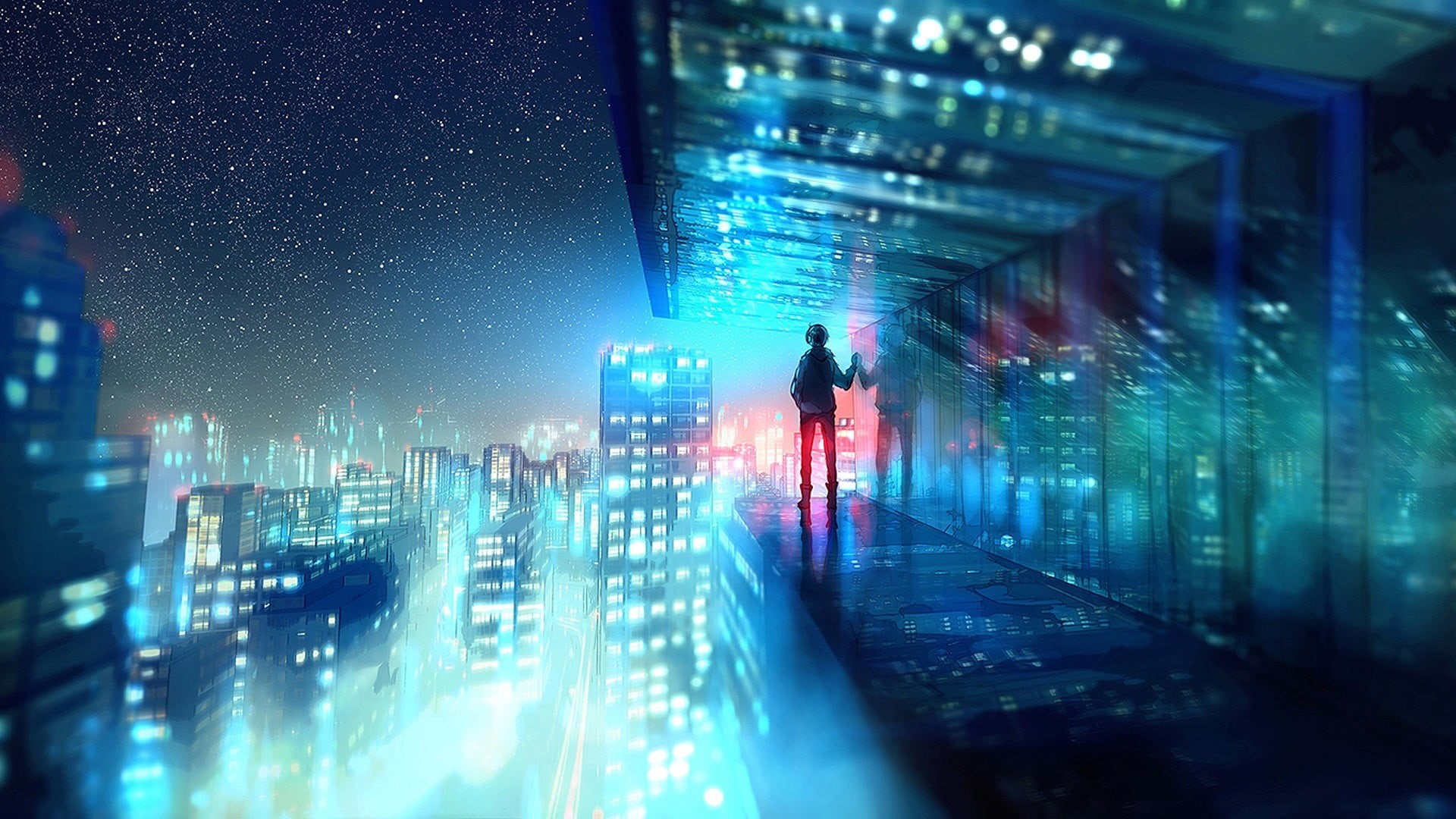 travel, artwork, architecture, business, illuminated, urban Scene, asia, computer, building exterior, cityscape, animation, modern, transportation, adult, HD Wallpaper